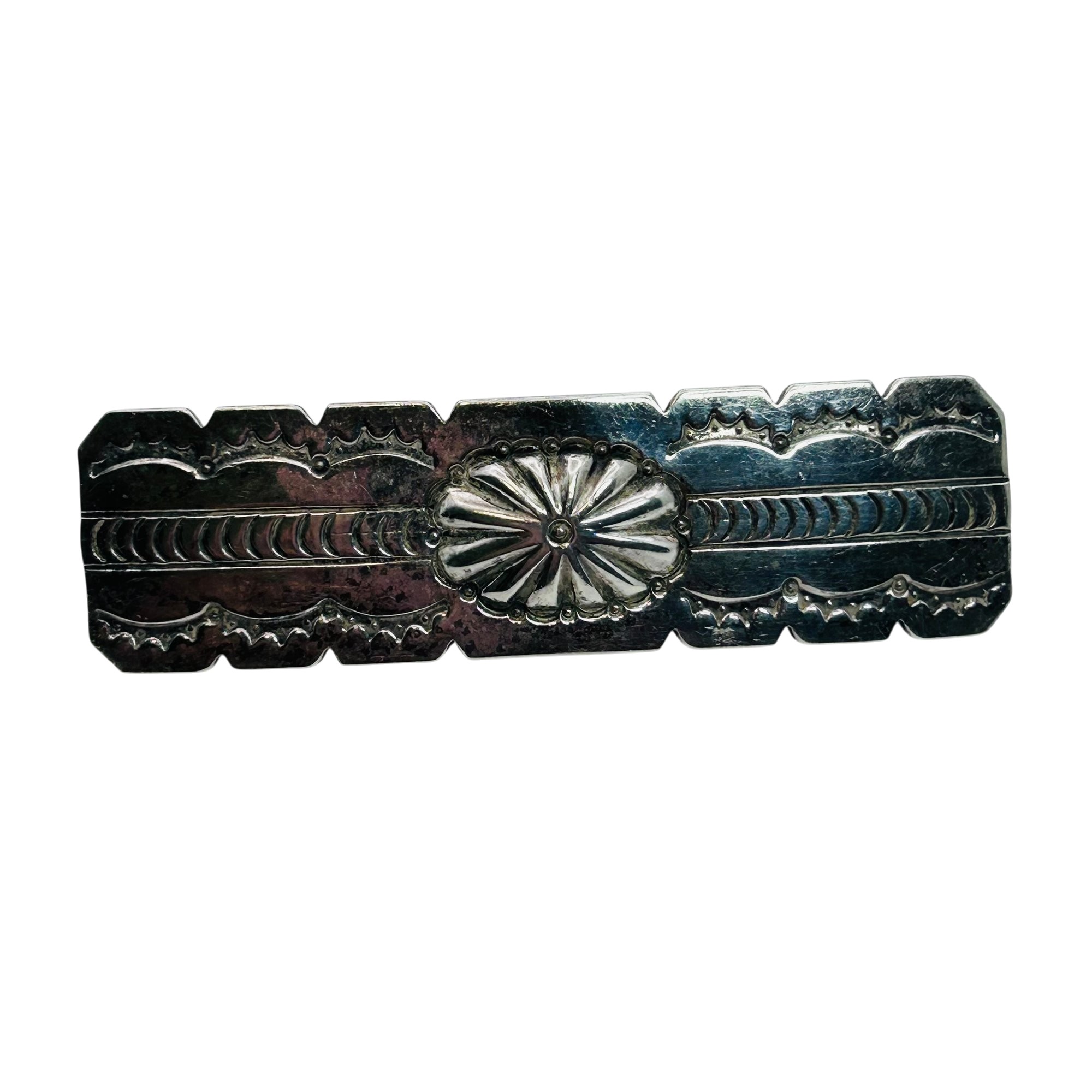 Navajo Sterling Stamped Hair Clip Barette