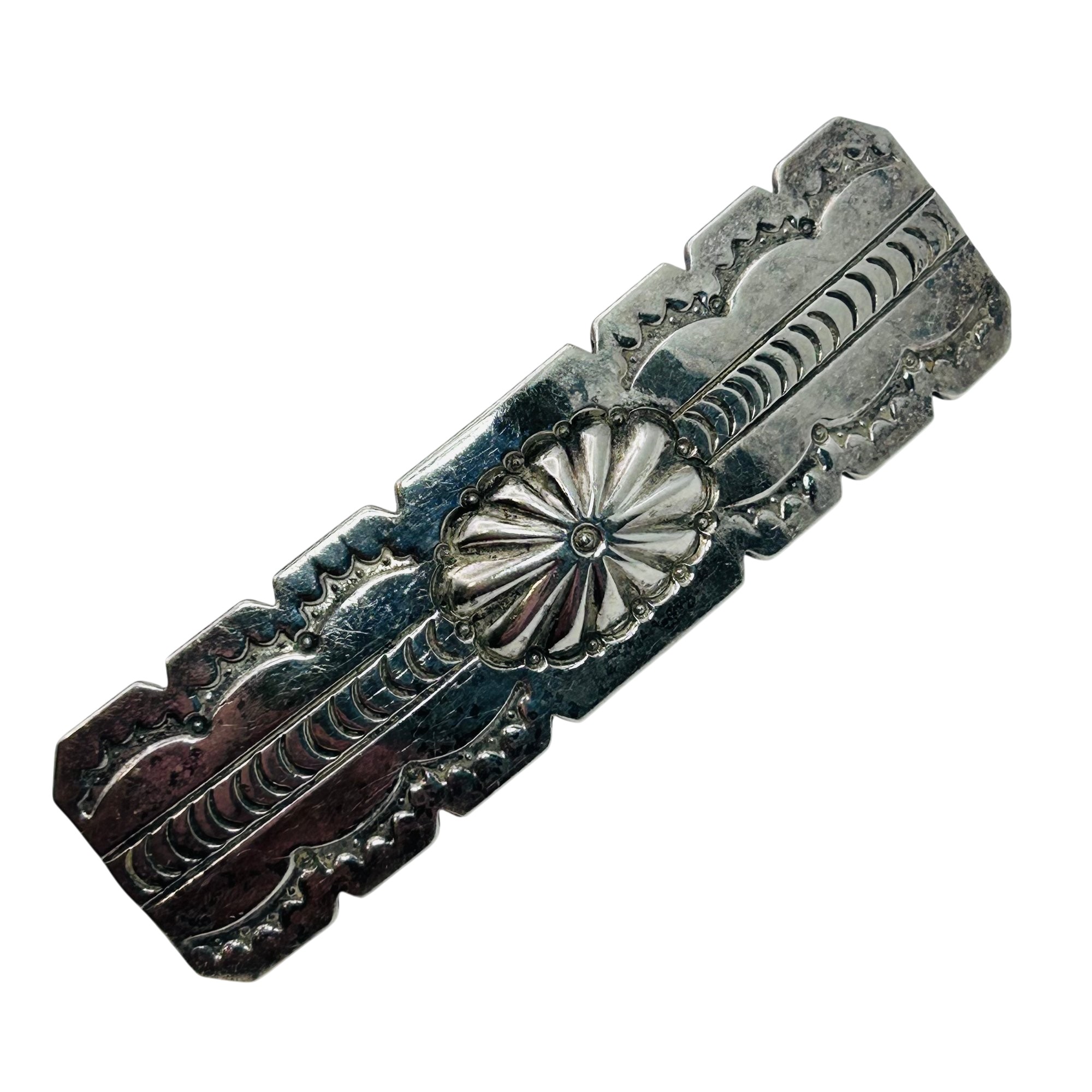 Navajo Sterling Stamped Hair Clip Barette