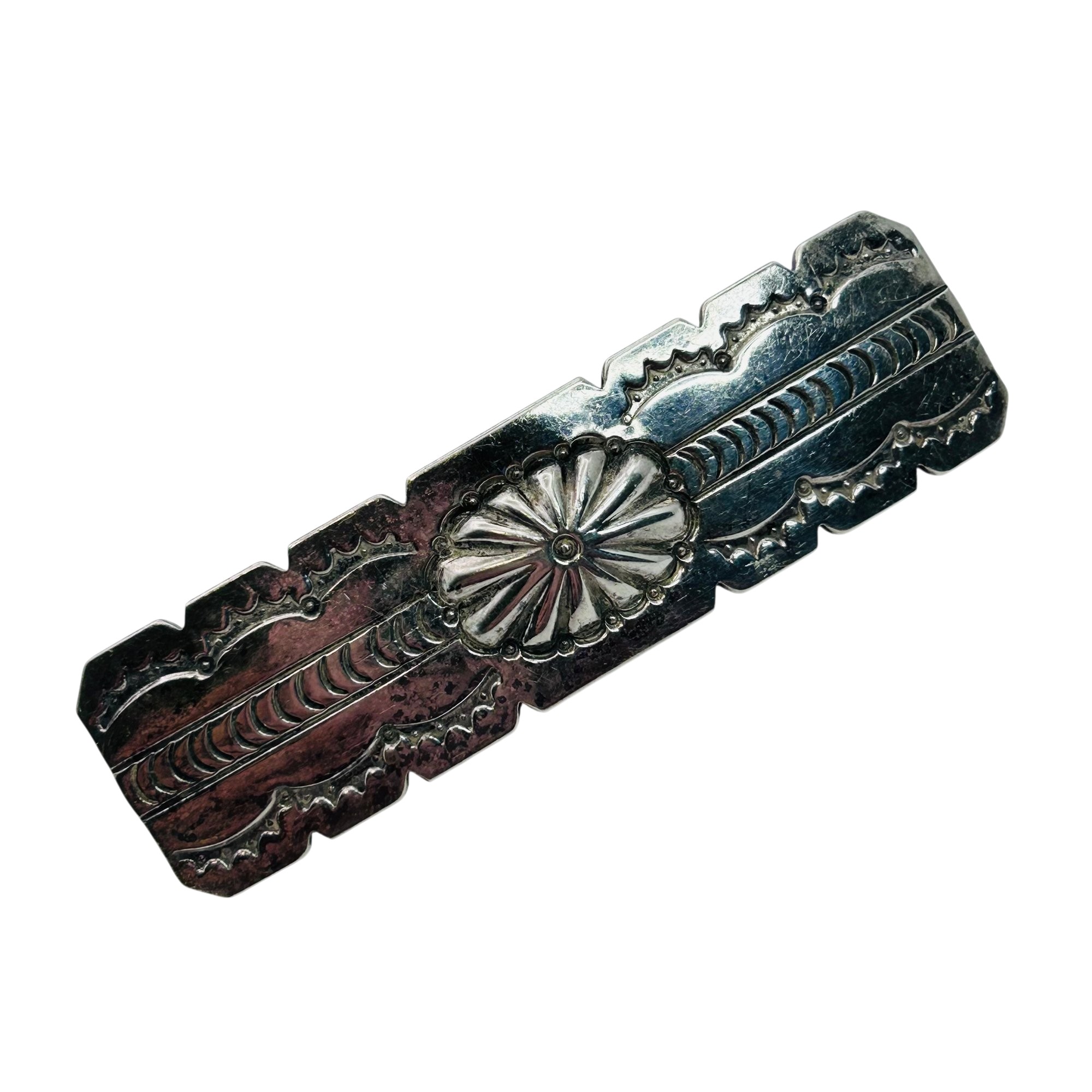 Navajo Sterling Stamped Hair Clip Barette