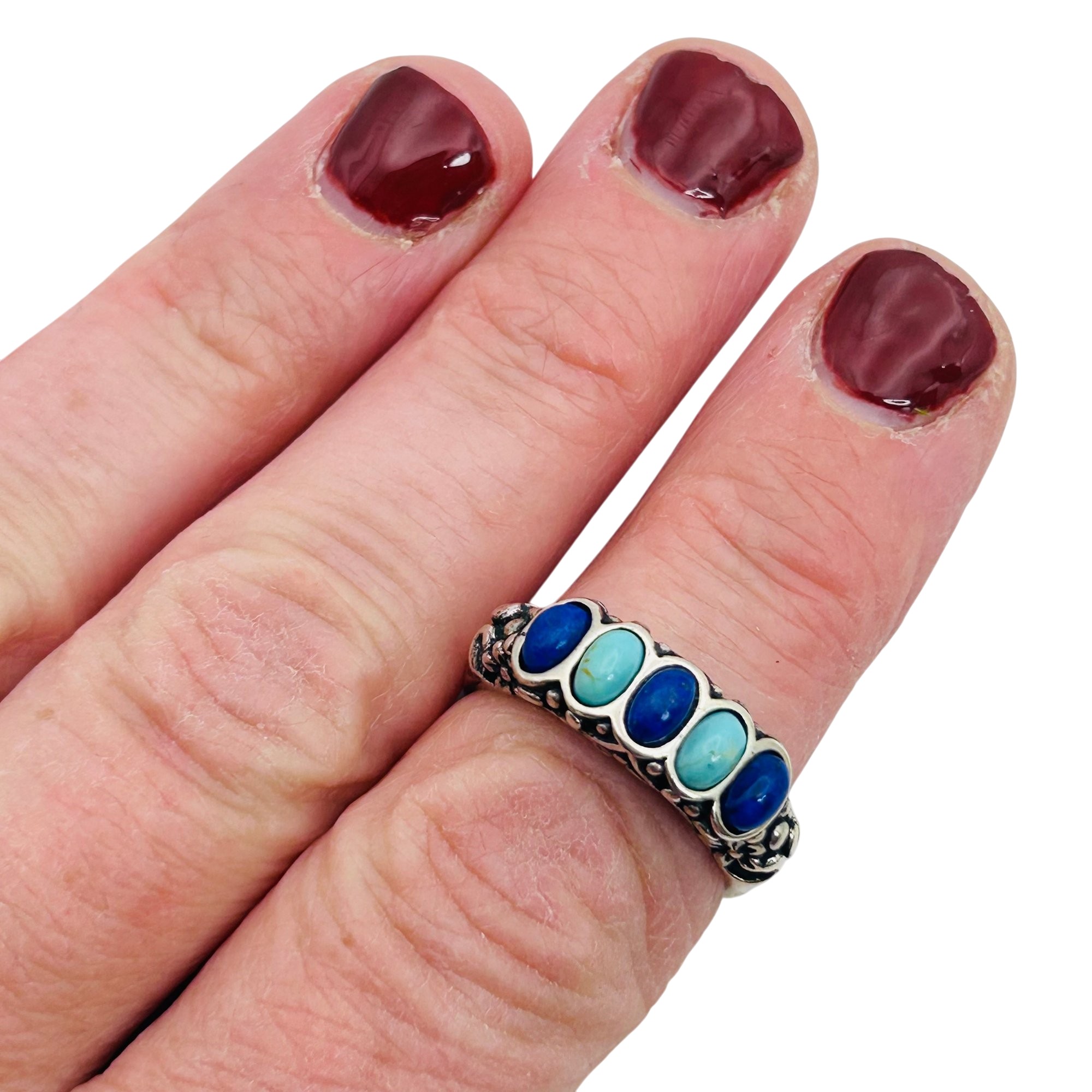 Carolyn Pollack Sterling Multi-Stone Ring Sz 8