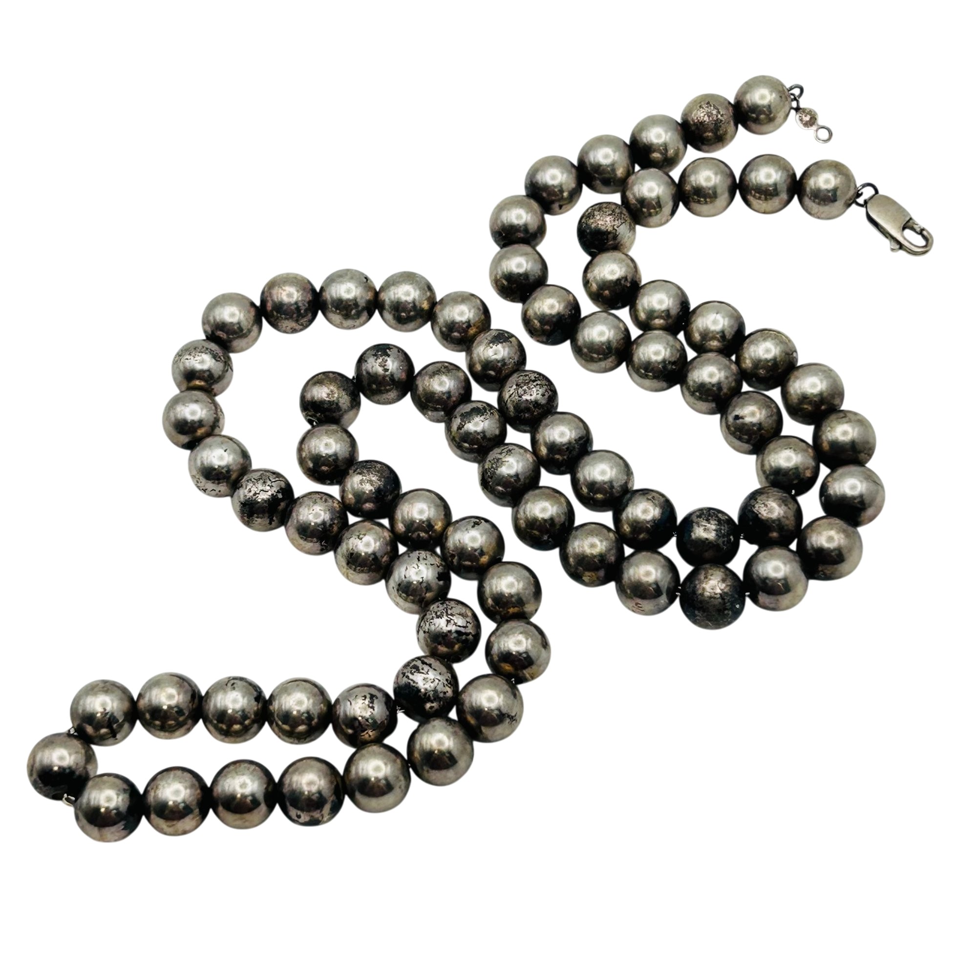 Southwest Sterling Bead On Sterling Chain Necklace