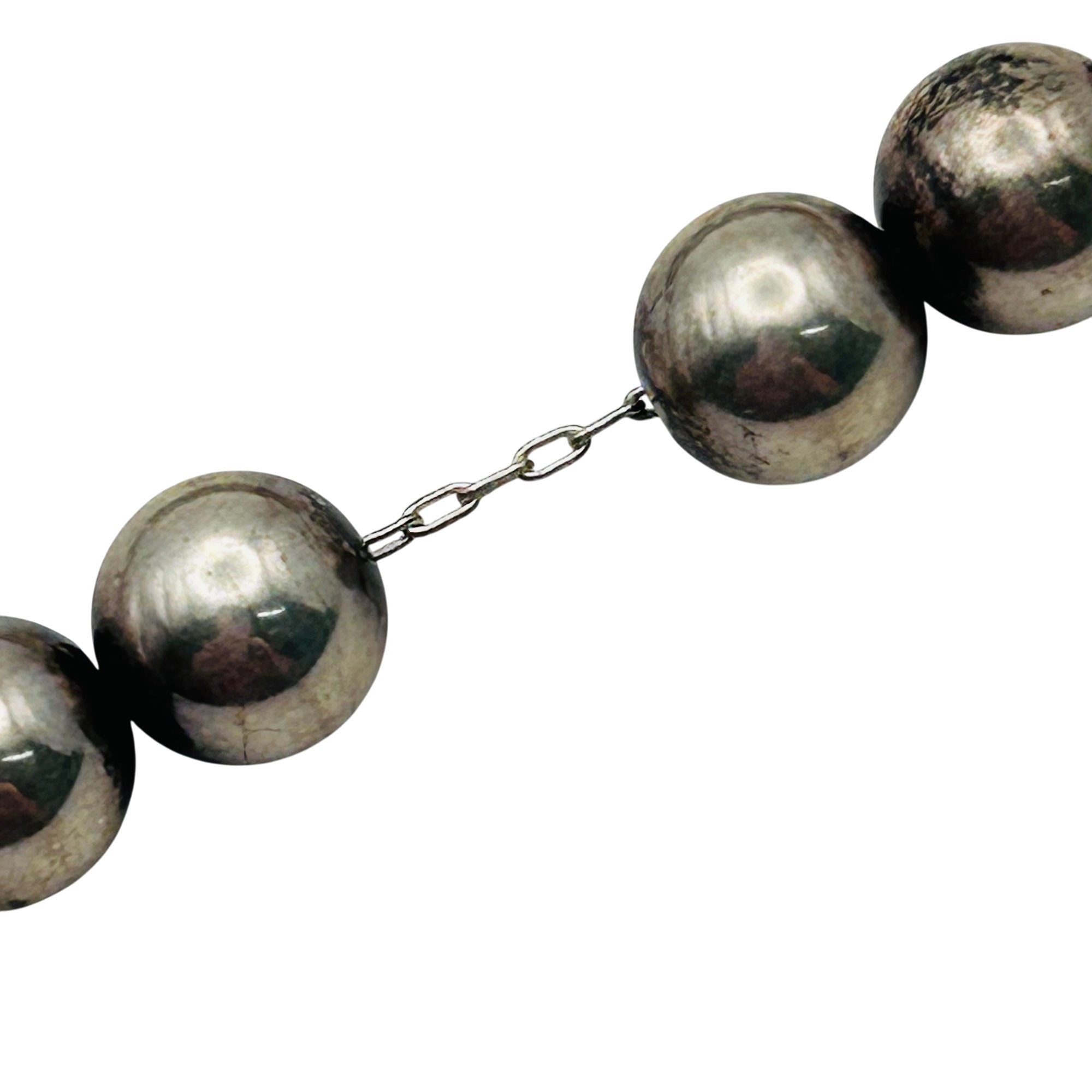 Southwest Sterling Bead On Sterling Chain Necklace