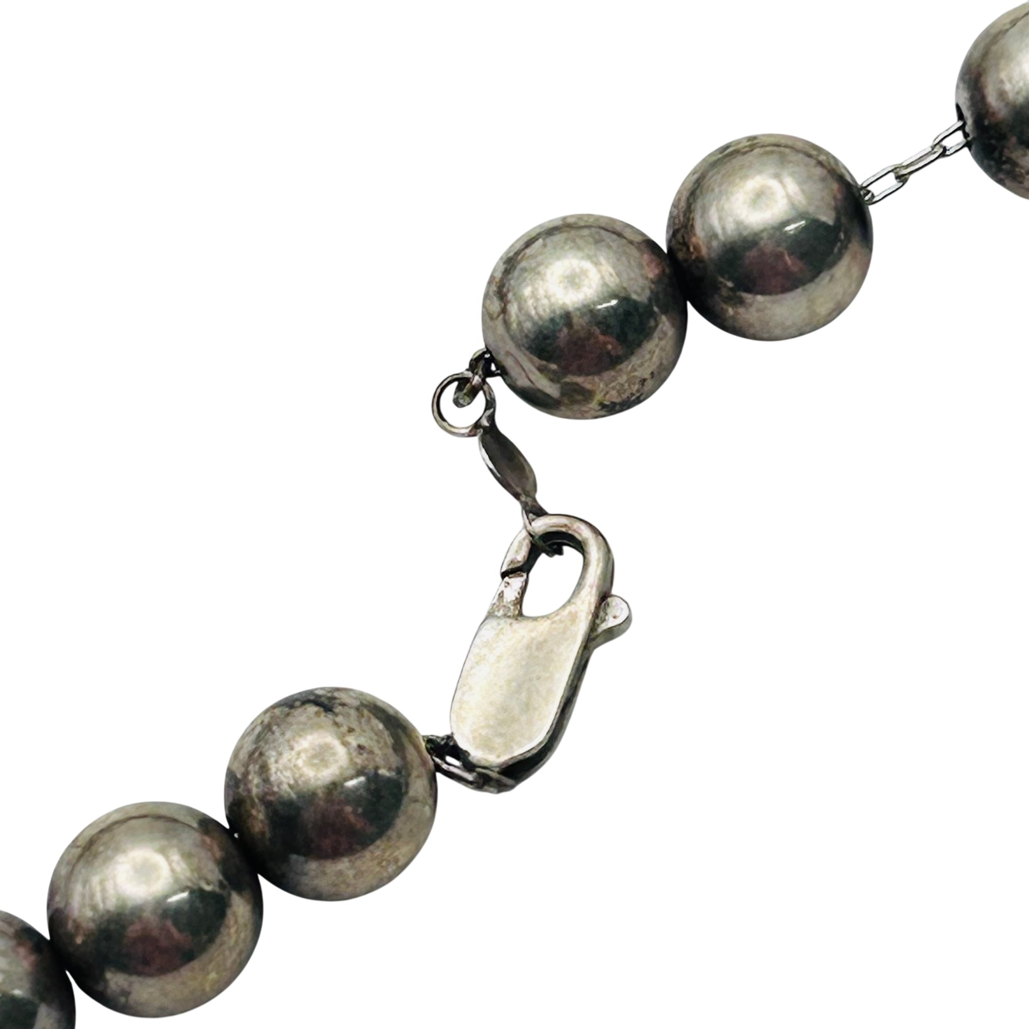 Southwest Sterling Bead On Sterling Chain Necklace