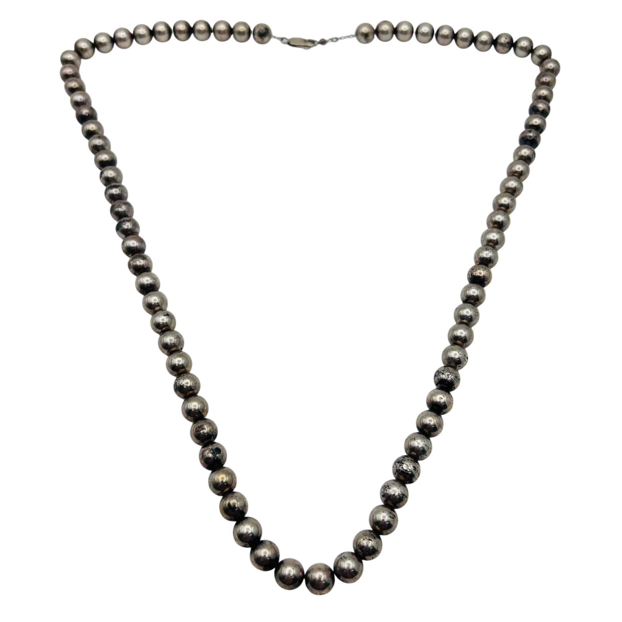 Southwest Sterling Bead On Sterling Chain Necklace