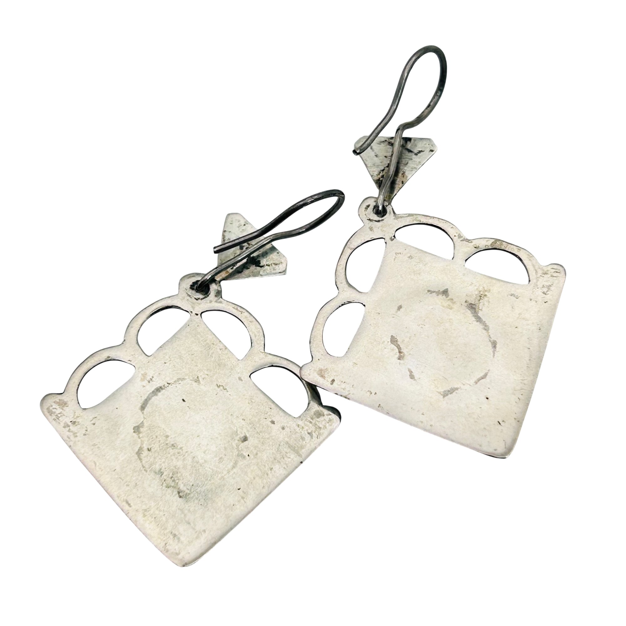 Southwest Sterling Jade Earrings