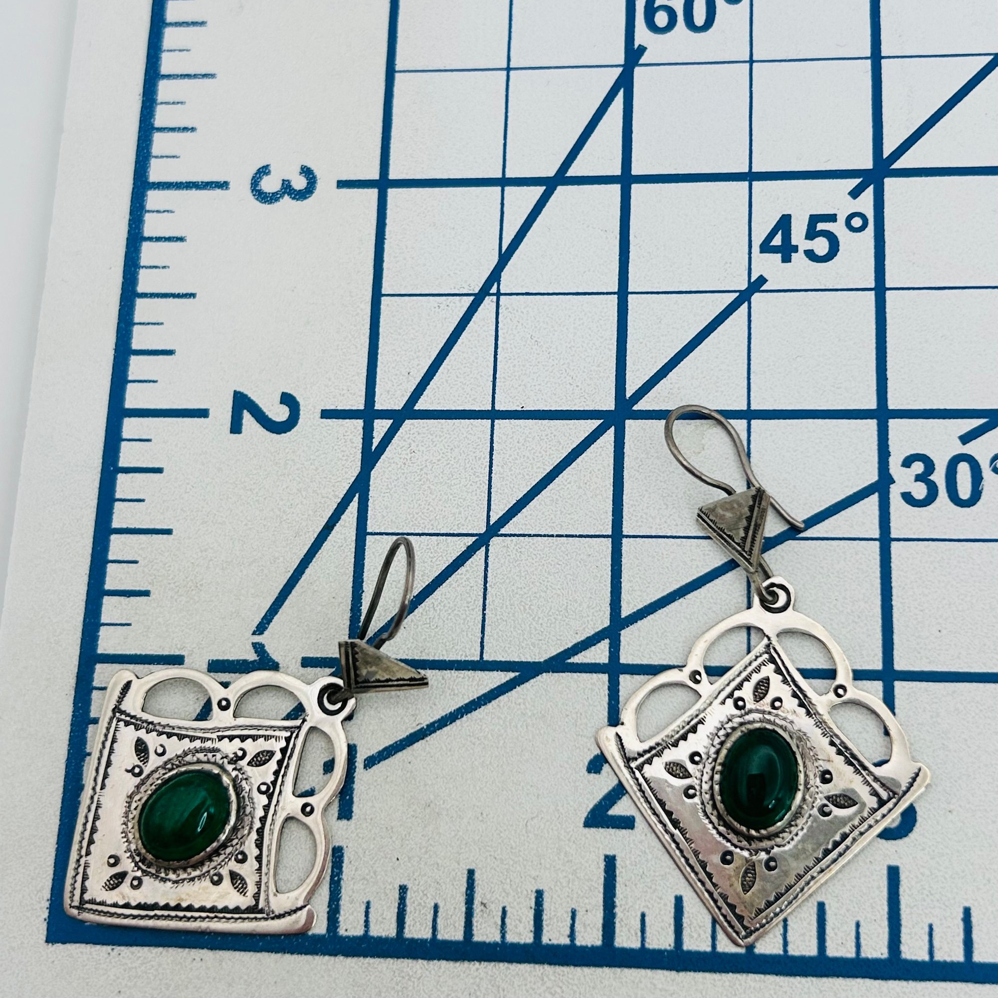 Southwest Sterling Jade Earrings