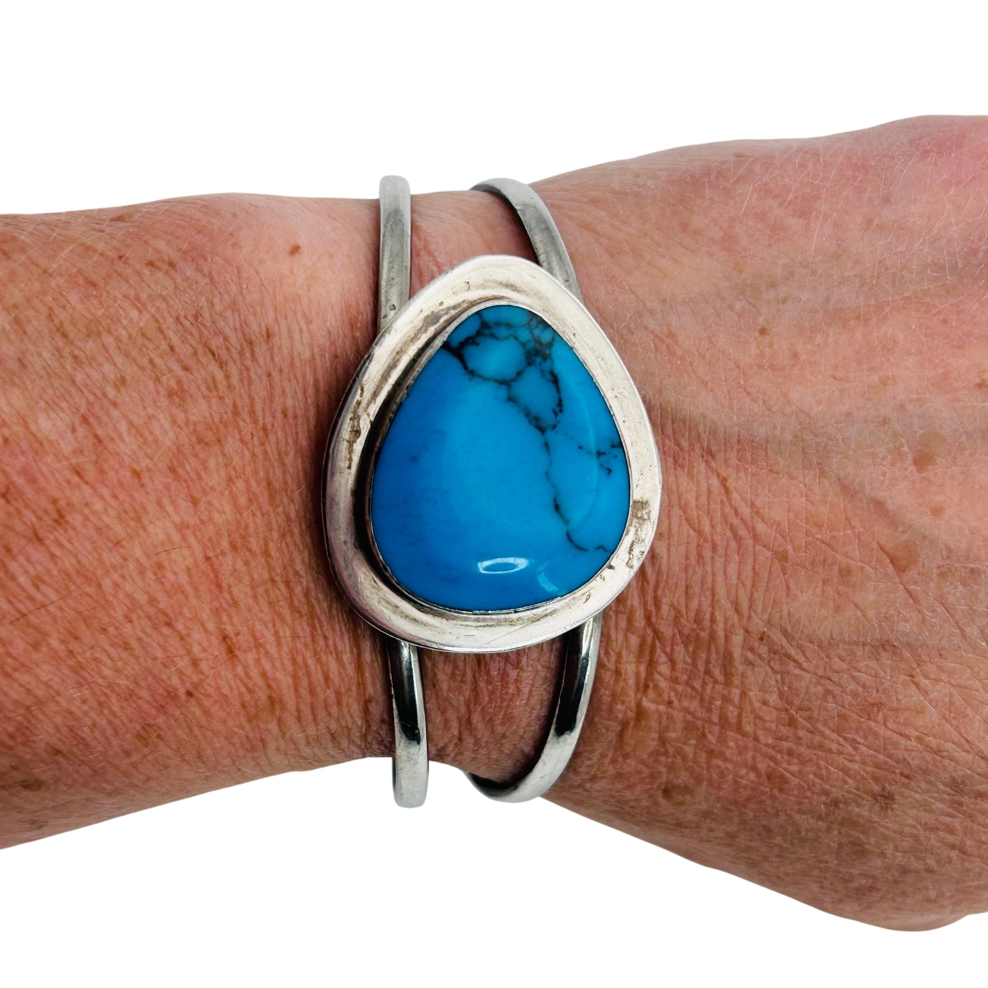 Sterling Block Turquoise Cuff