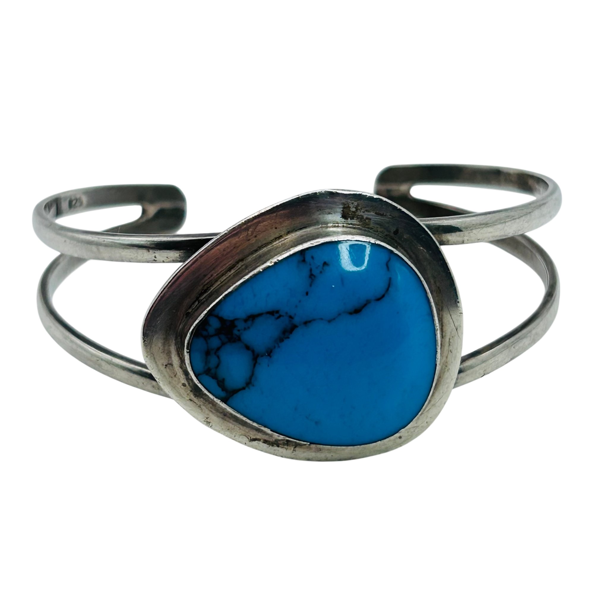 Sterling Block Turquoise Cuff