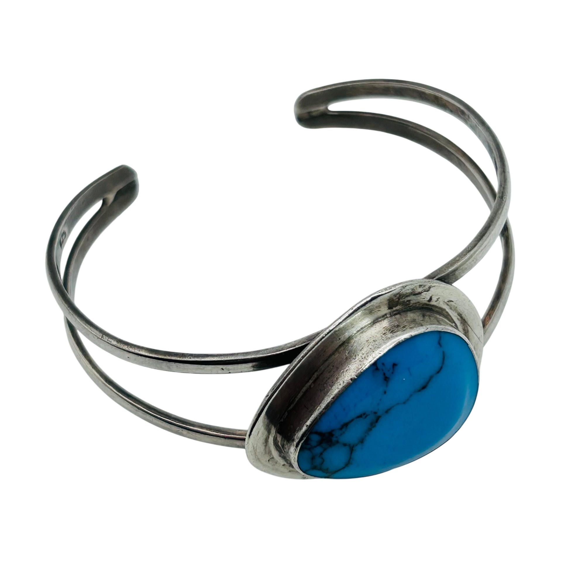 Sterling Block Turquoise Cuff