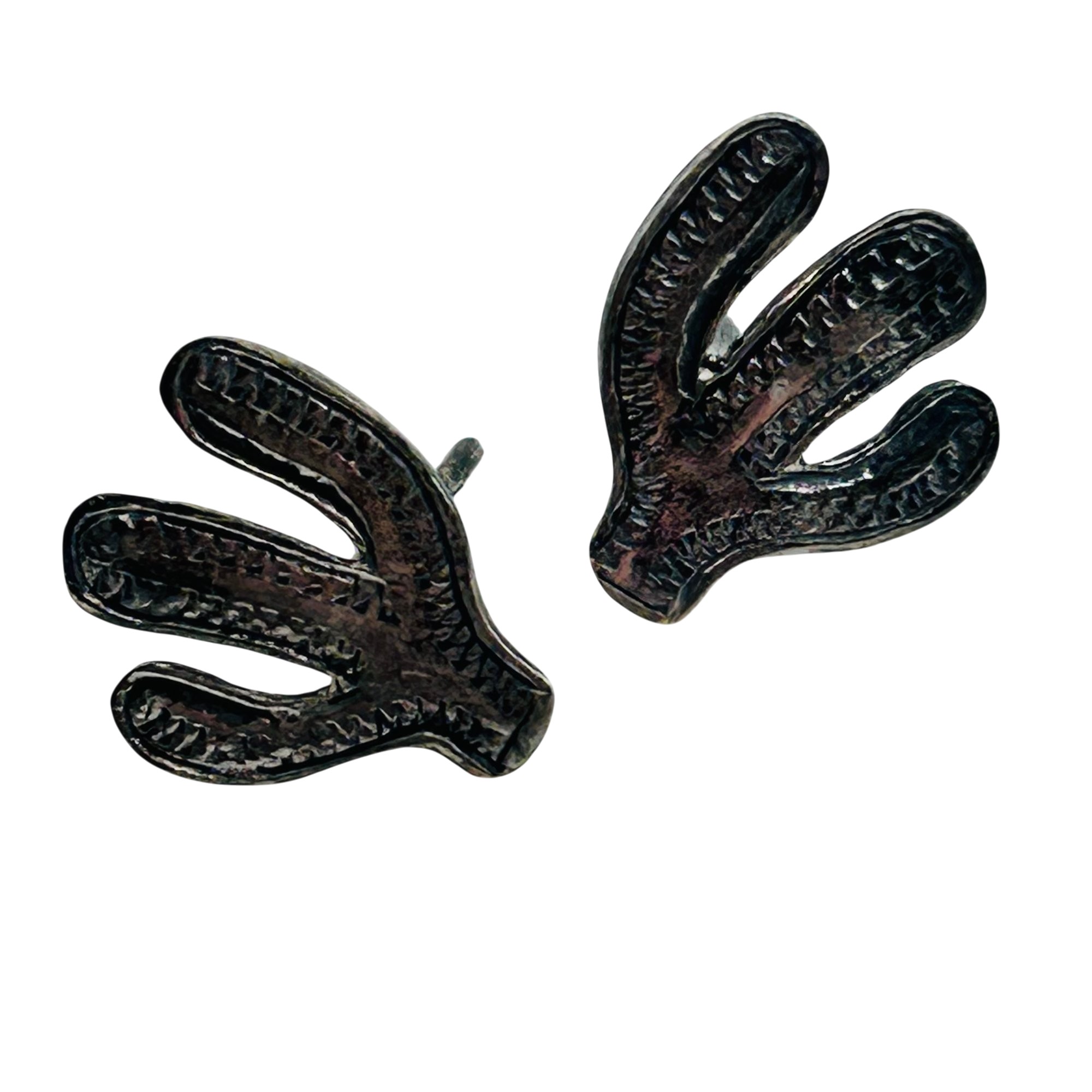 Navajo Sterling Stamped Cactus Earrings