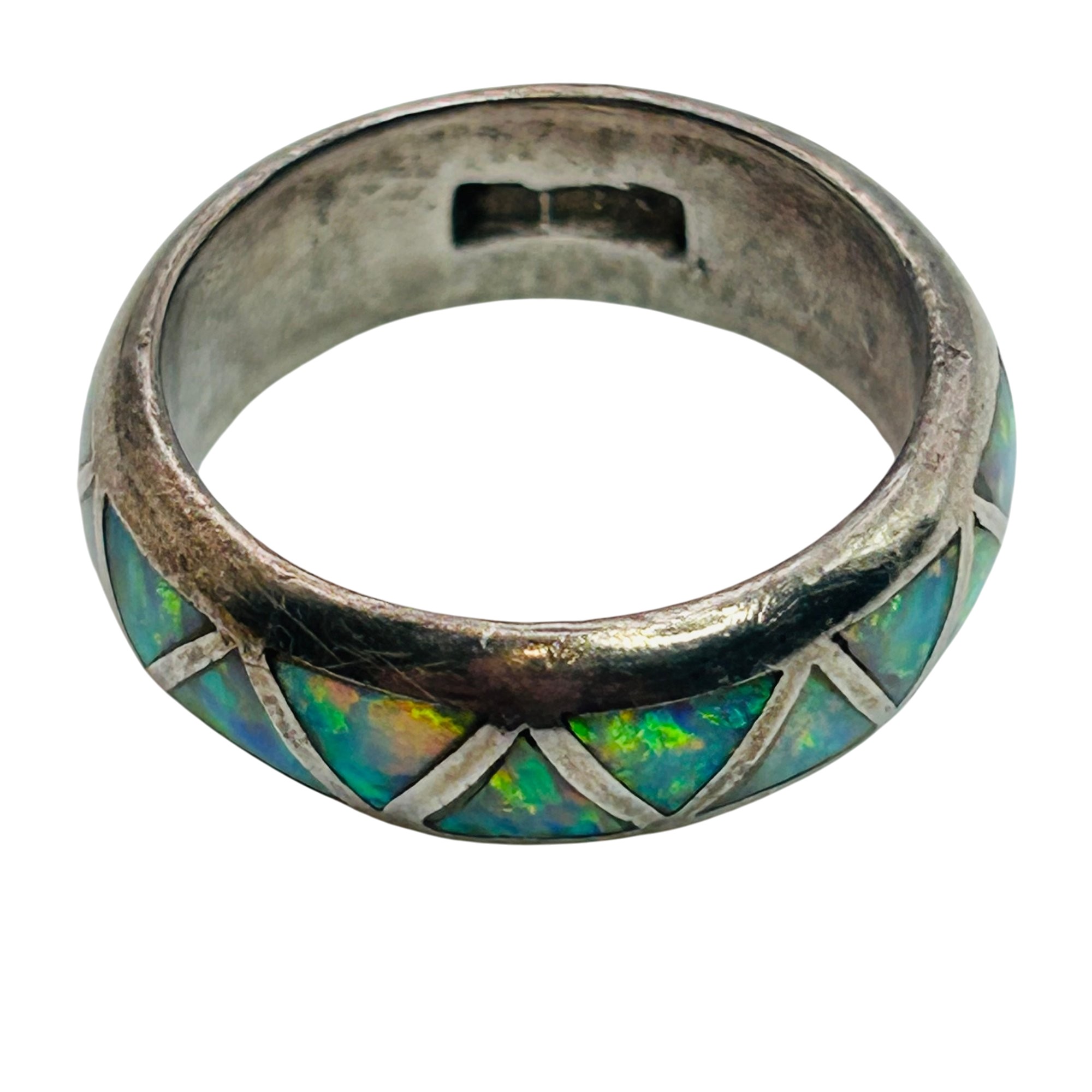 Vintage Southwest Sterling Opal Ring Sz 5.