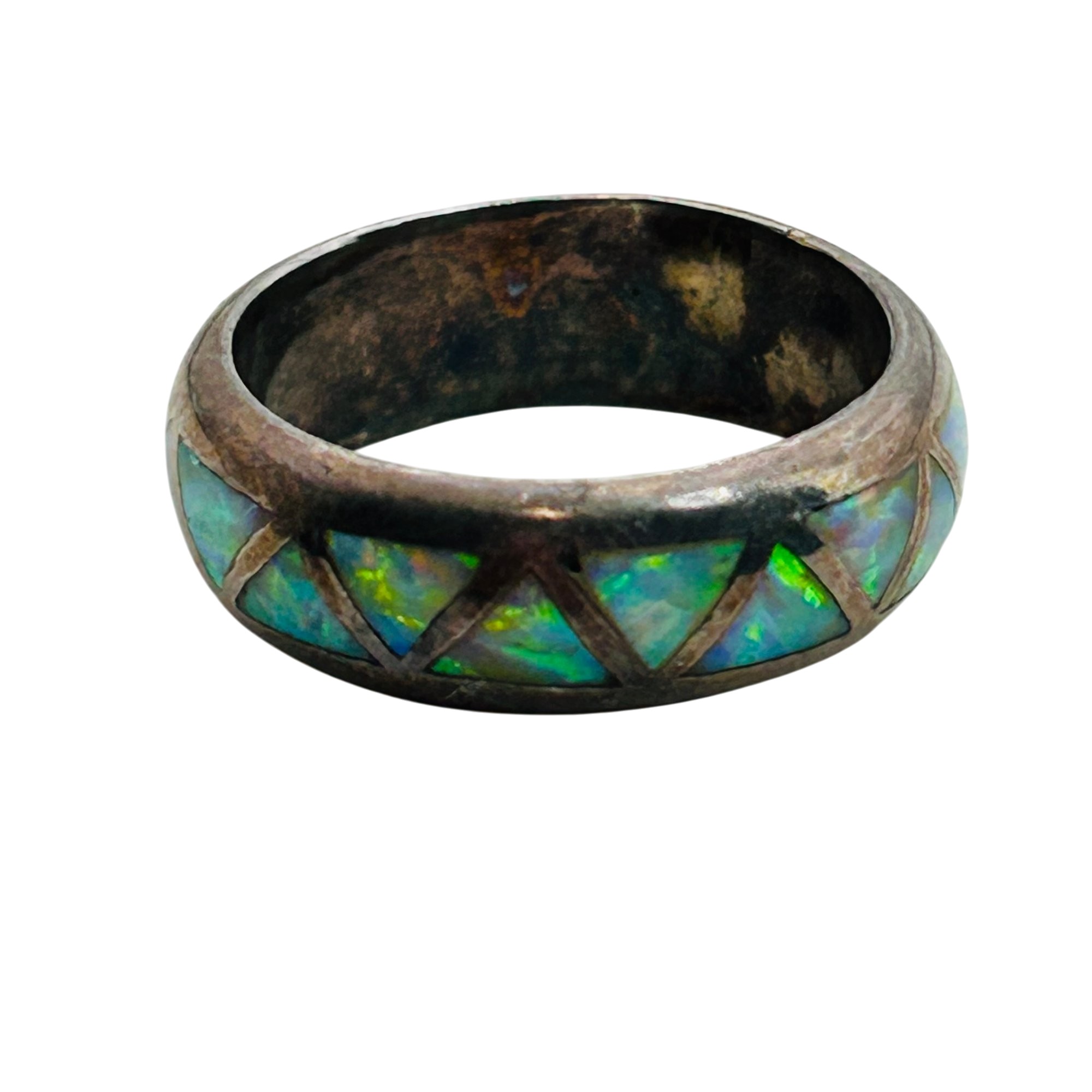 Vintage Southwest Sterling Opal Ring Sz 5.