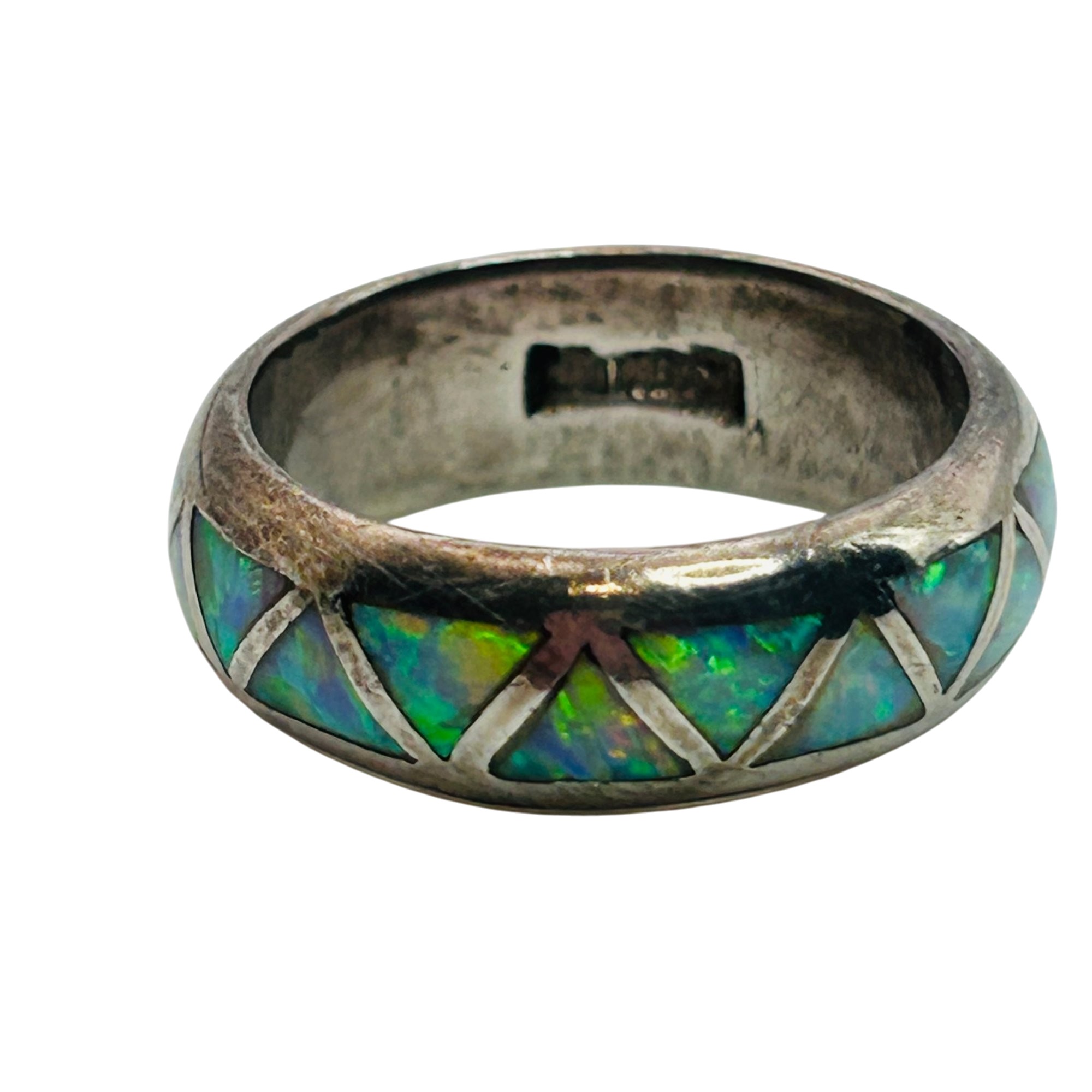 Vintage Southwest Sterling Opal Ring Sz 5.
