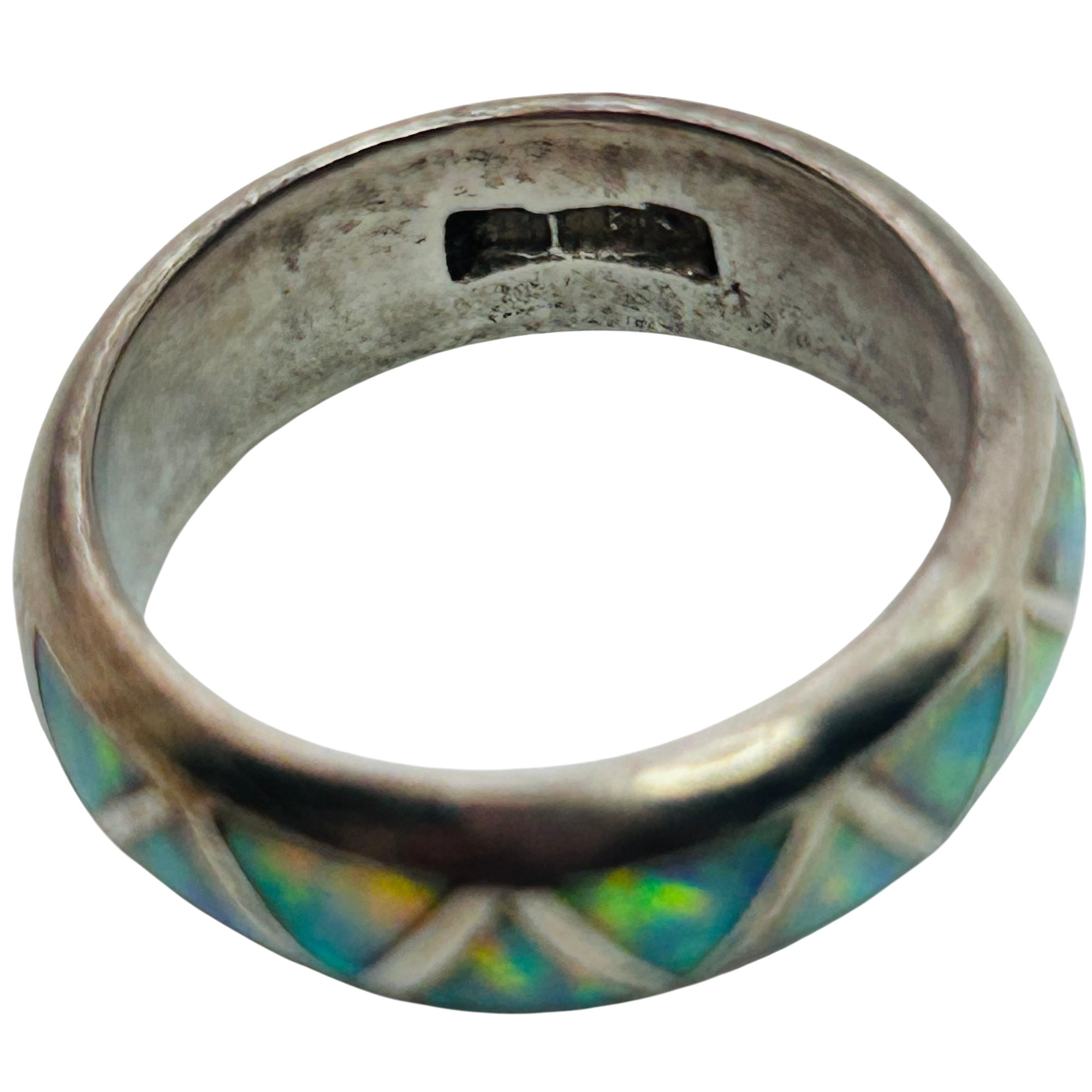 Vintage Southwest Sterling Opal Ring Sz 5.
