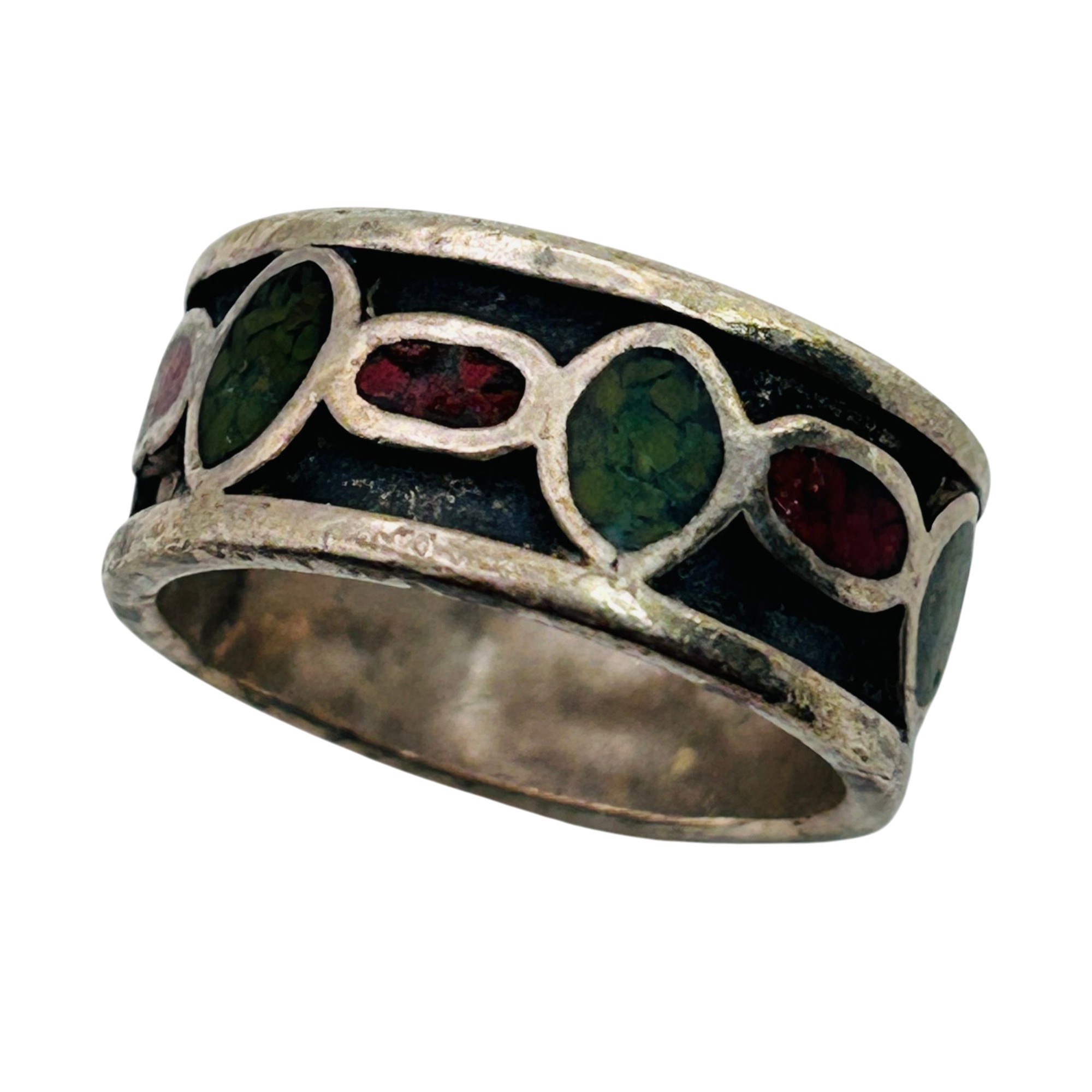 Signed Navajo Sterling Stone Ring Sz 5