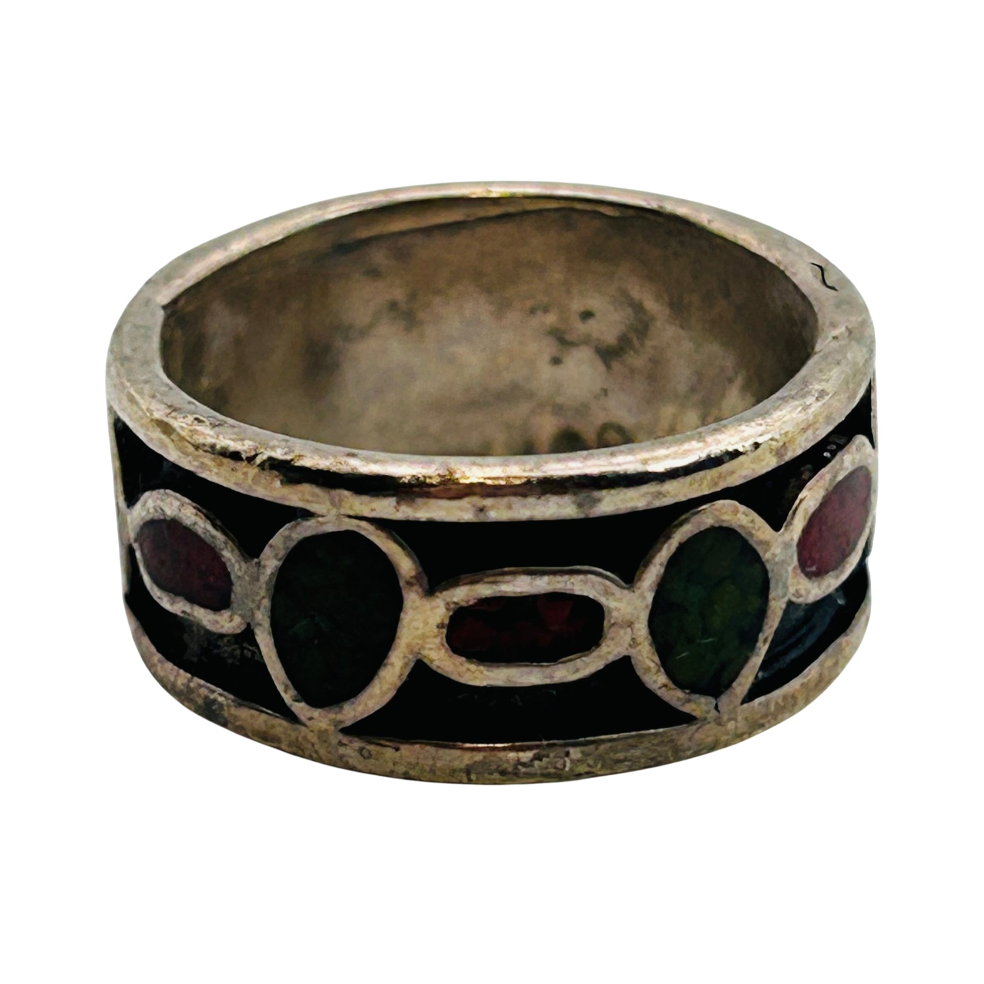 Signed Navajo Sterling Stone Ring Sz 5