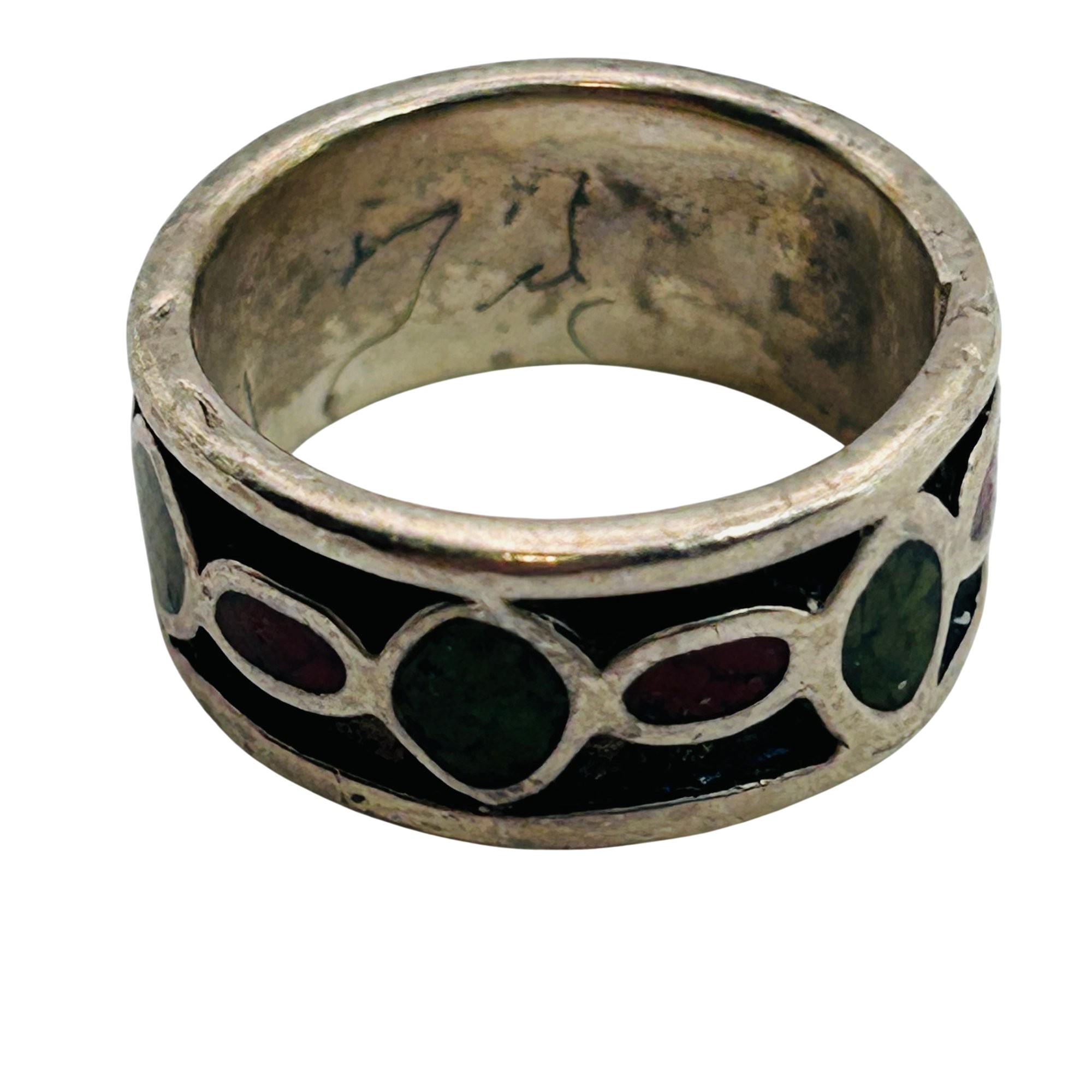 Signed Navajo Sterling Stone Ring Sz 5