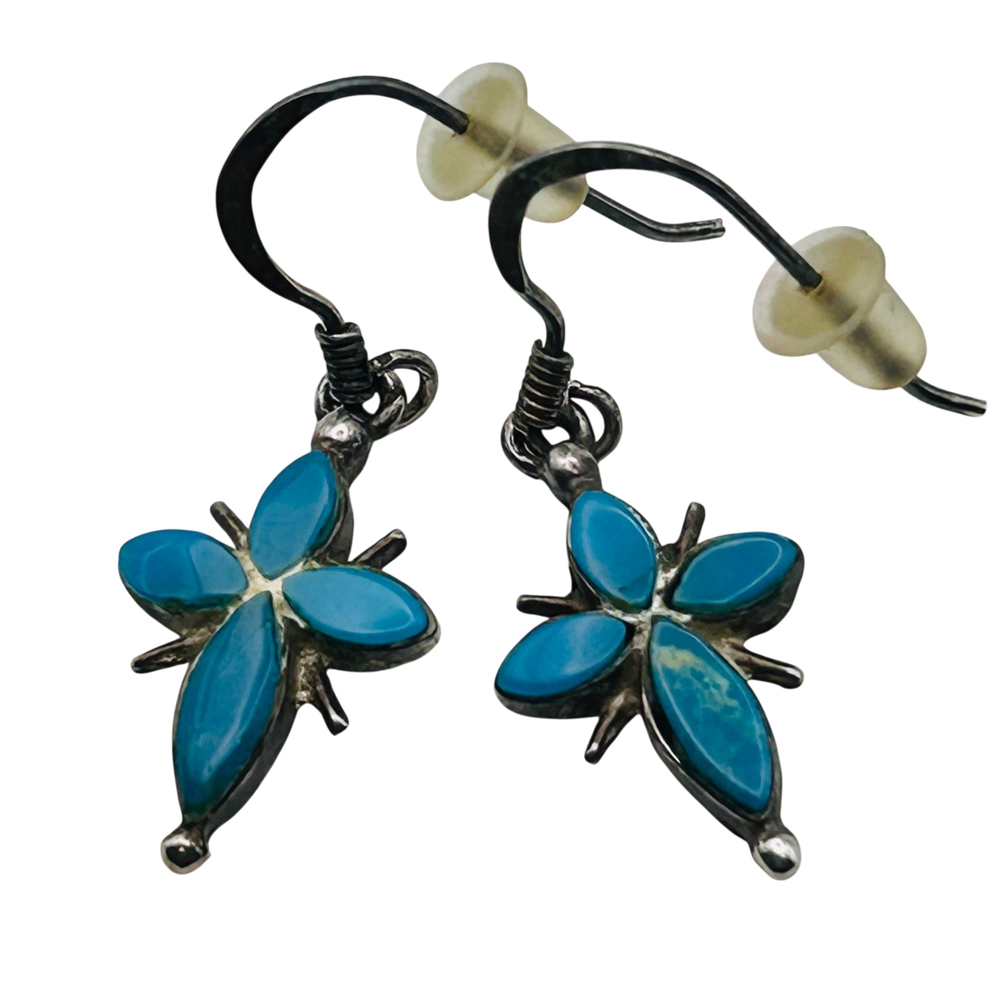 Native USA Sterling Turquoise Cross Earrings