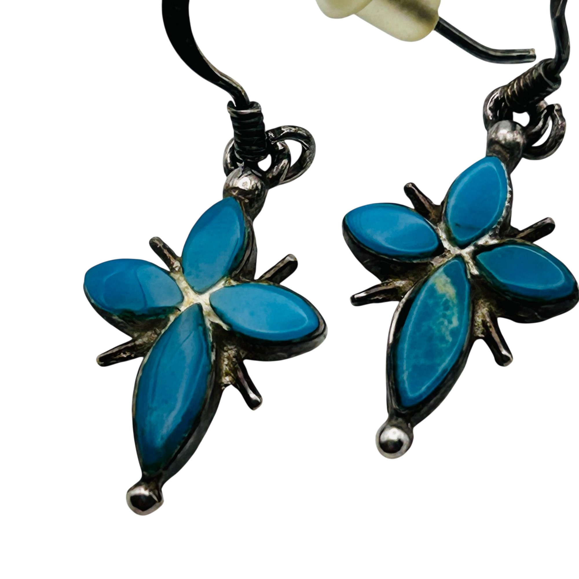 Native USA Sterling Turquoise Cross Earrings
