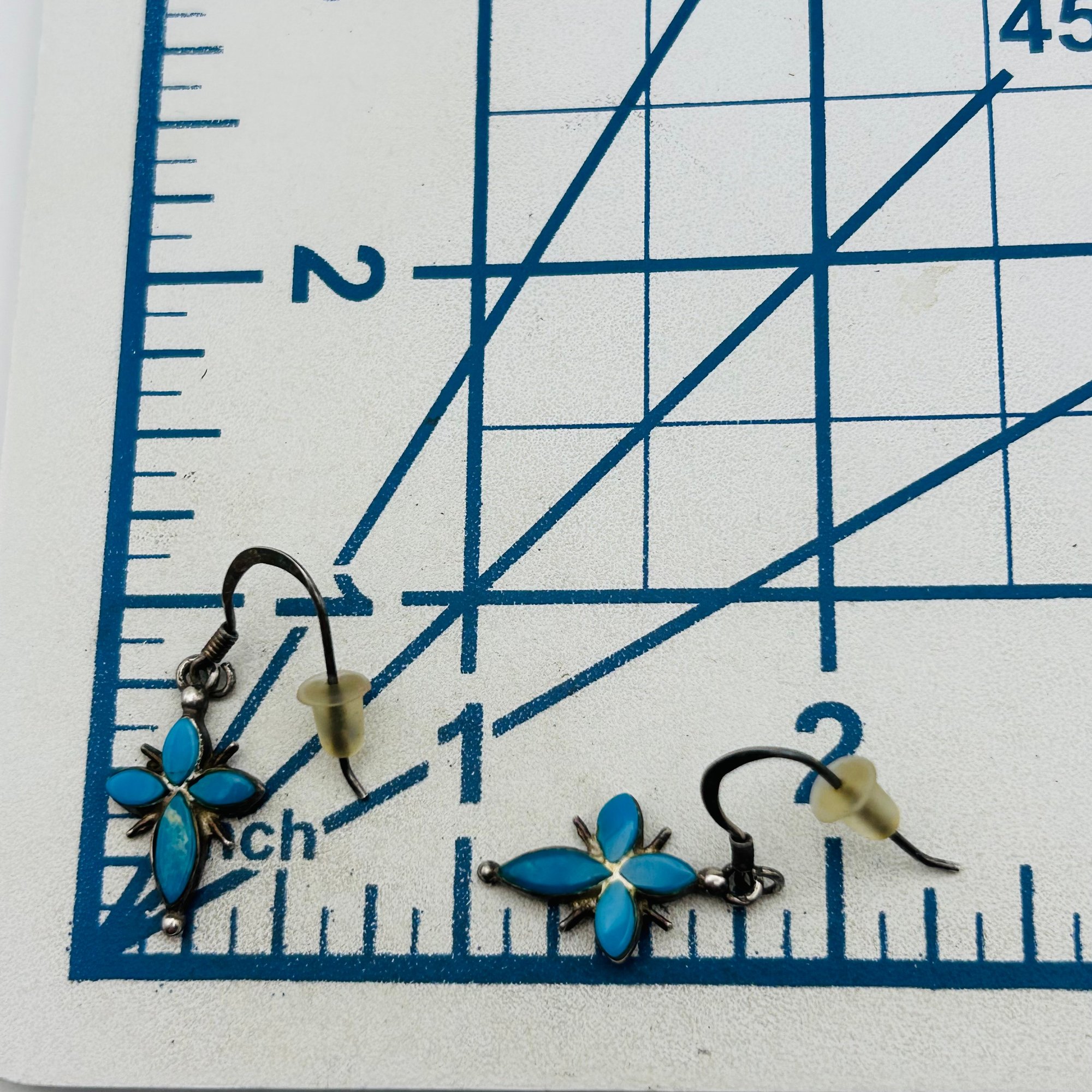 Native USA Sterling Turquoise Cross Earrings
