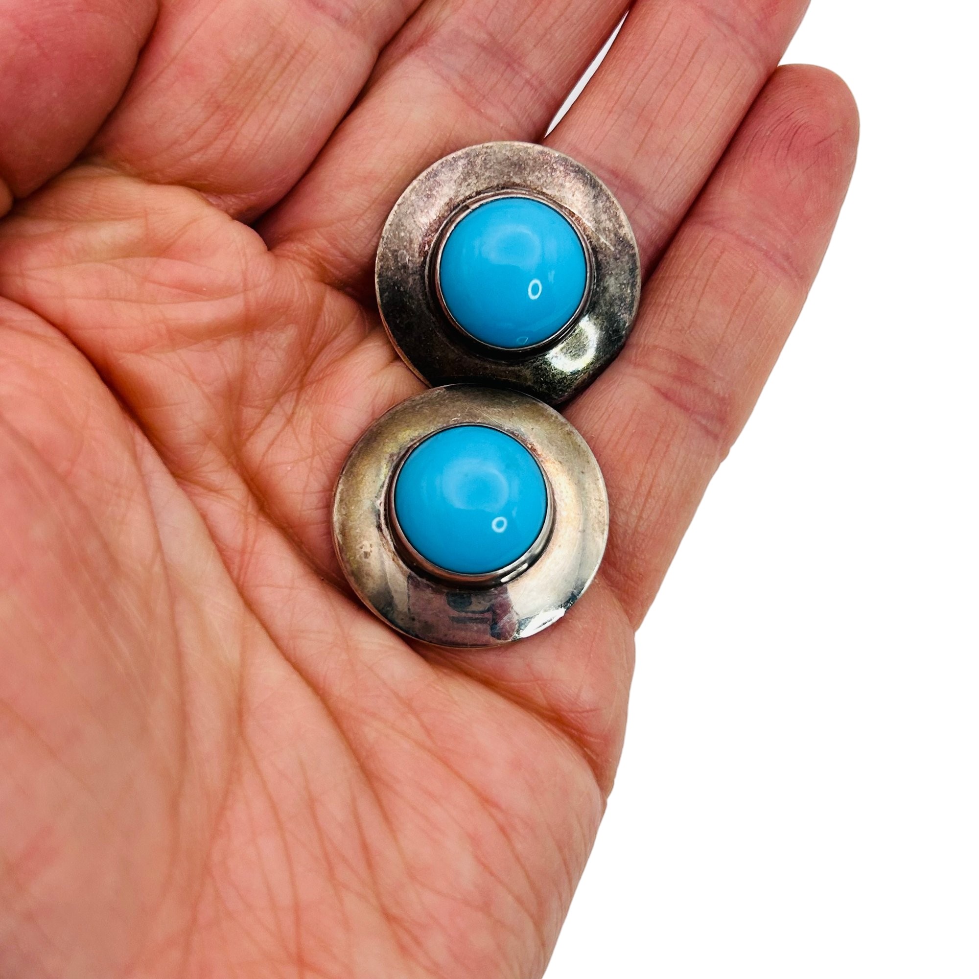 Edith James Navajo Sterling Turquoise Earrings
