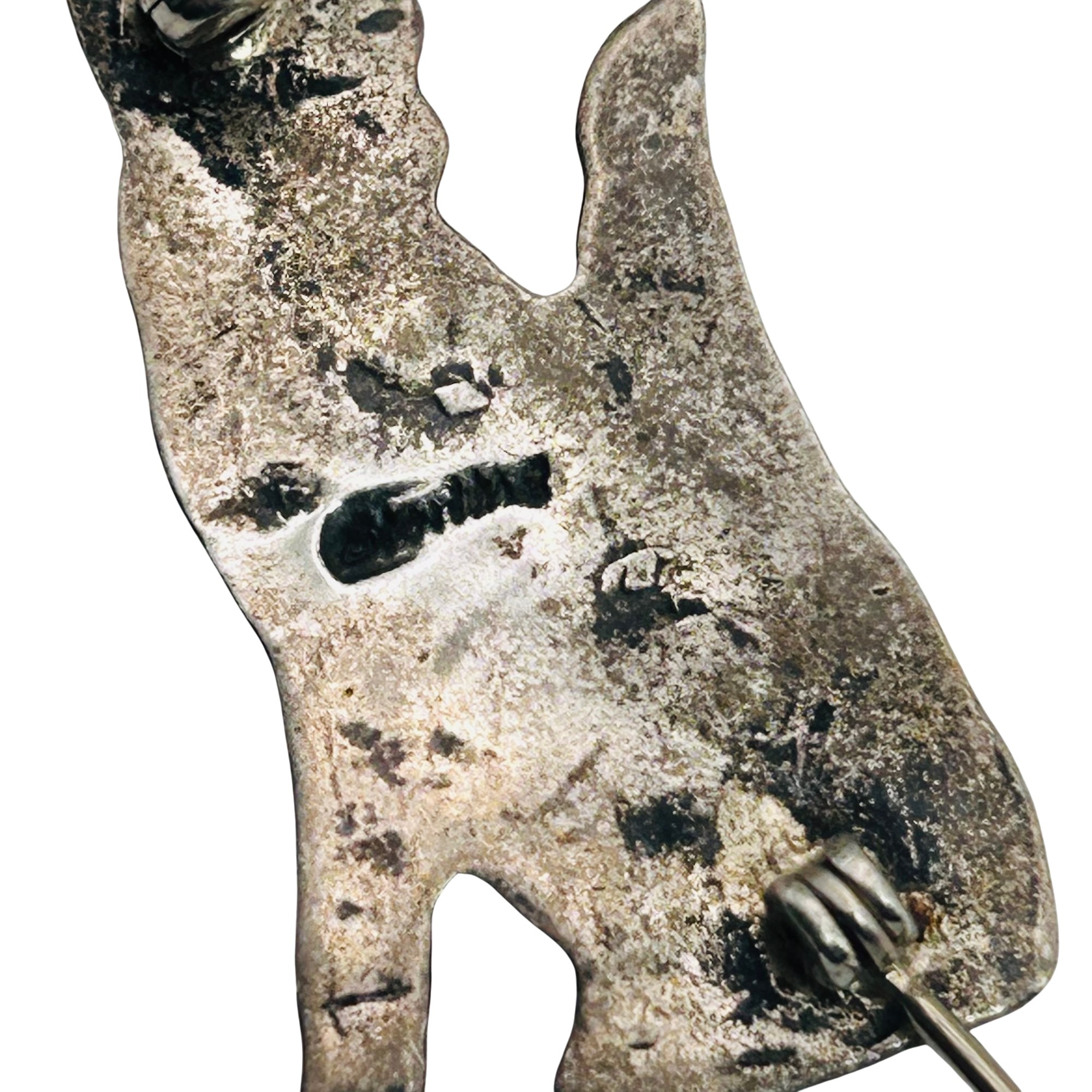 Navajo Sterling Turquoise Wolf Brooch