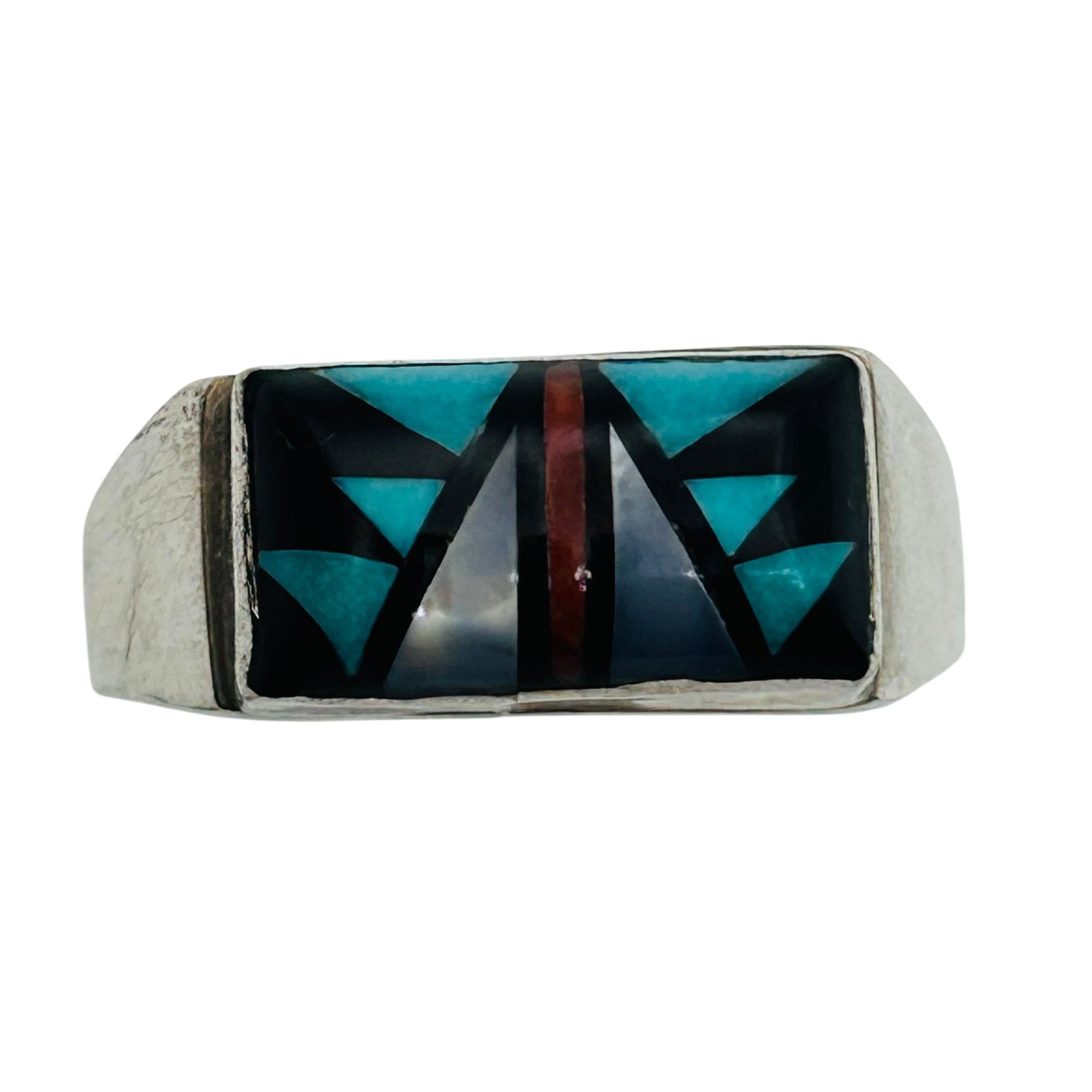 Sam Begay Navajo Multi-Stone Inlay Ring Sz 12.5
