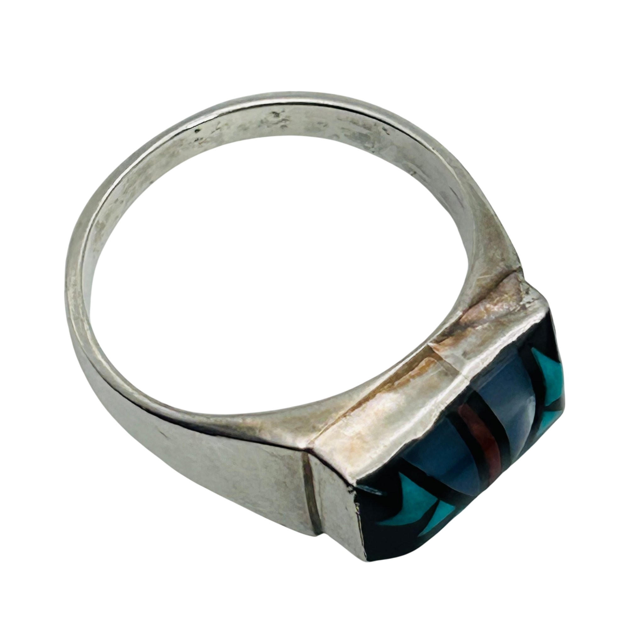 Sam Begay Navajo Multi-Stone Inlay Ring Sz 12.5