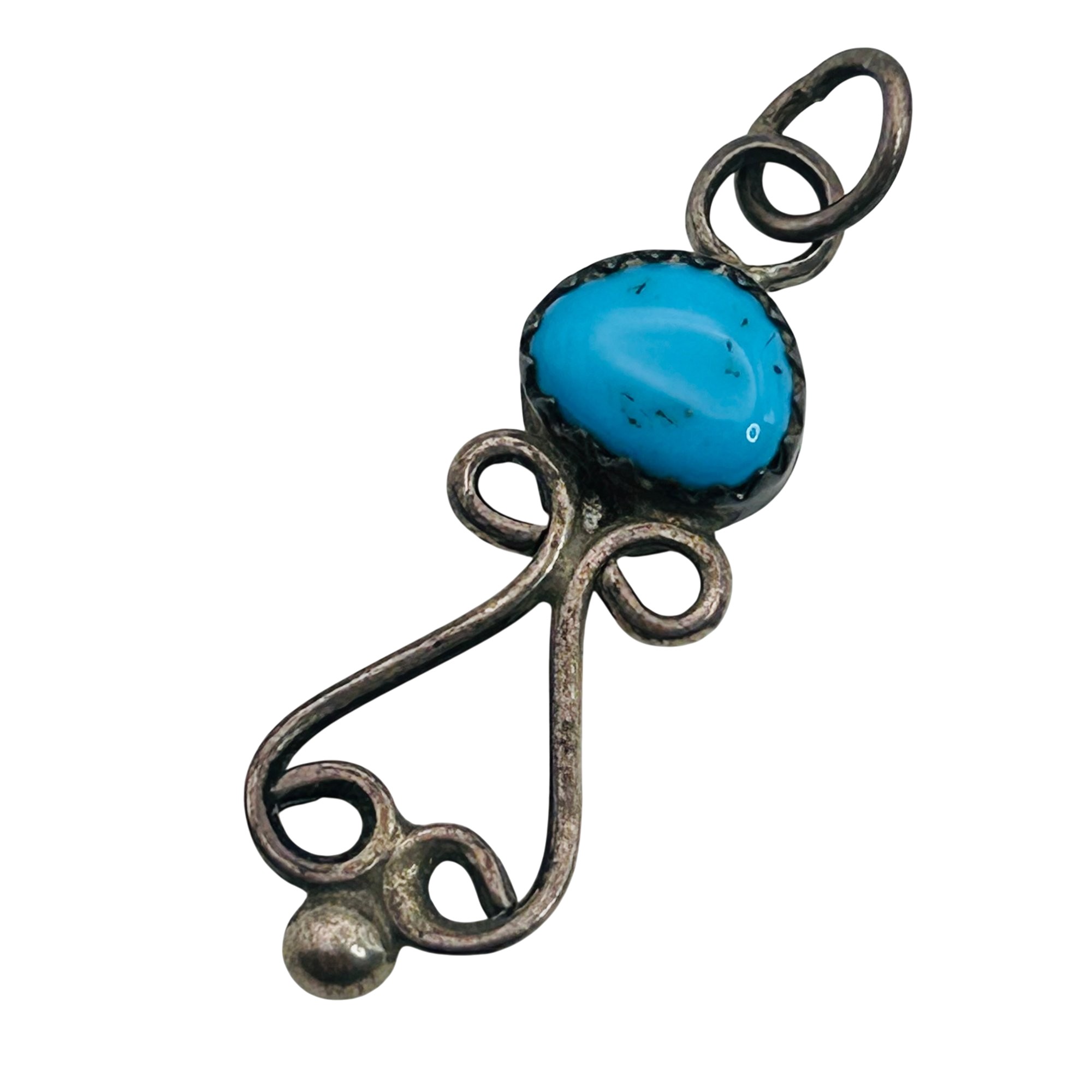 Signed Navajo Sterling Turquoise Pendant