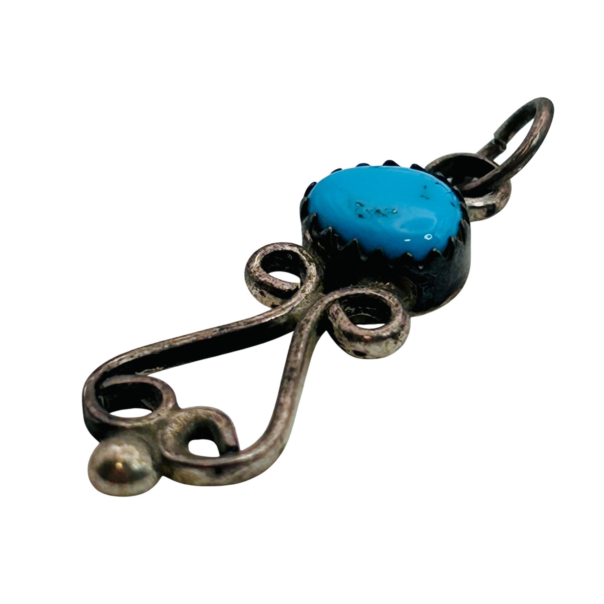 Signed Navajo Sterling Turquoise Pendant