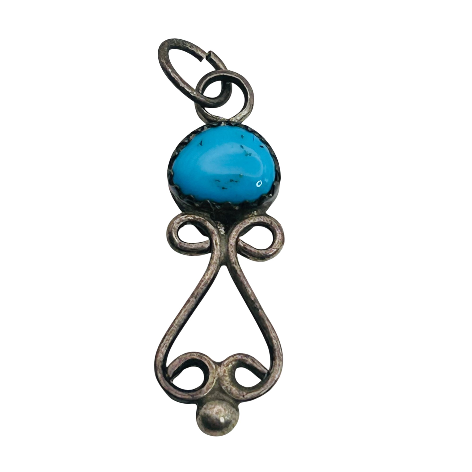 Signed Navajo Sterling Turquoise Pendant