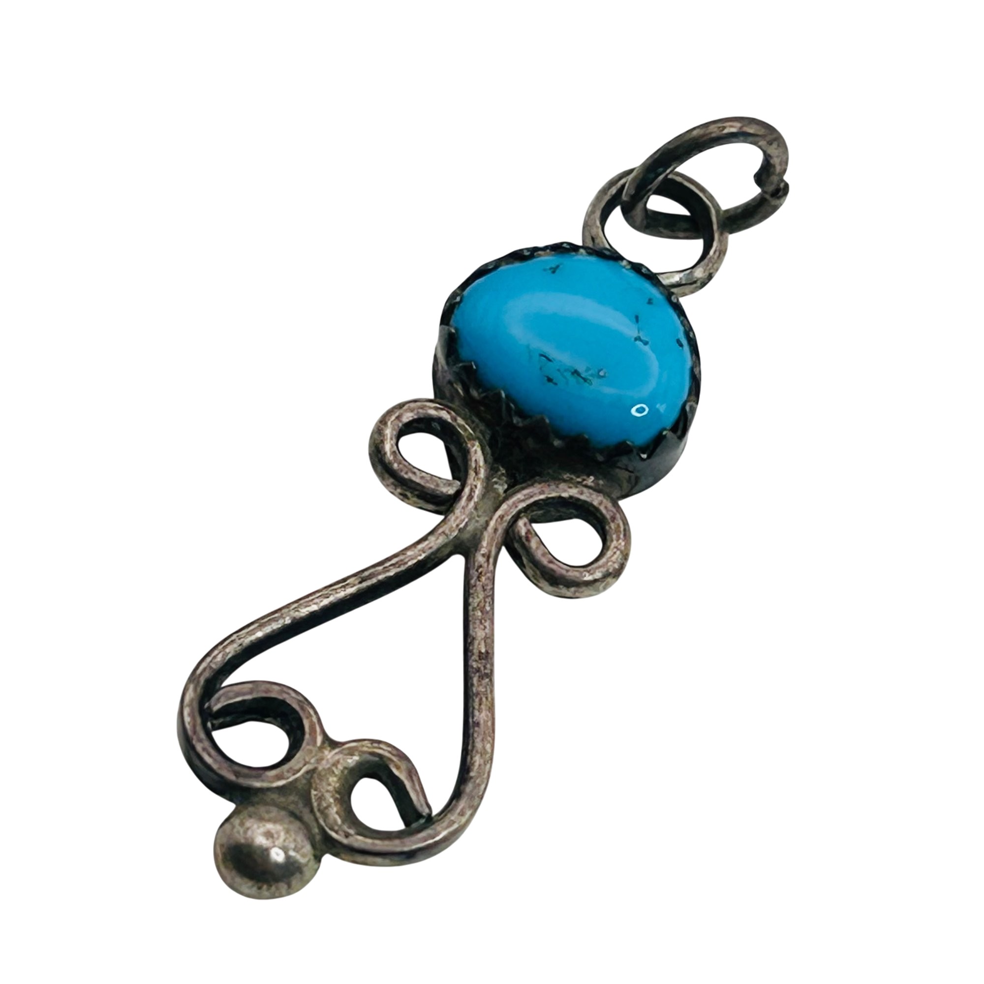 Signed Navajo Sterling Turquoise Pendant