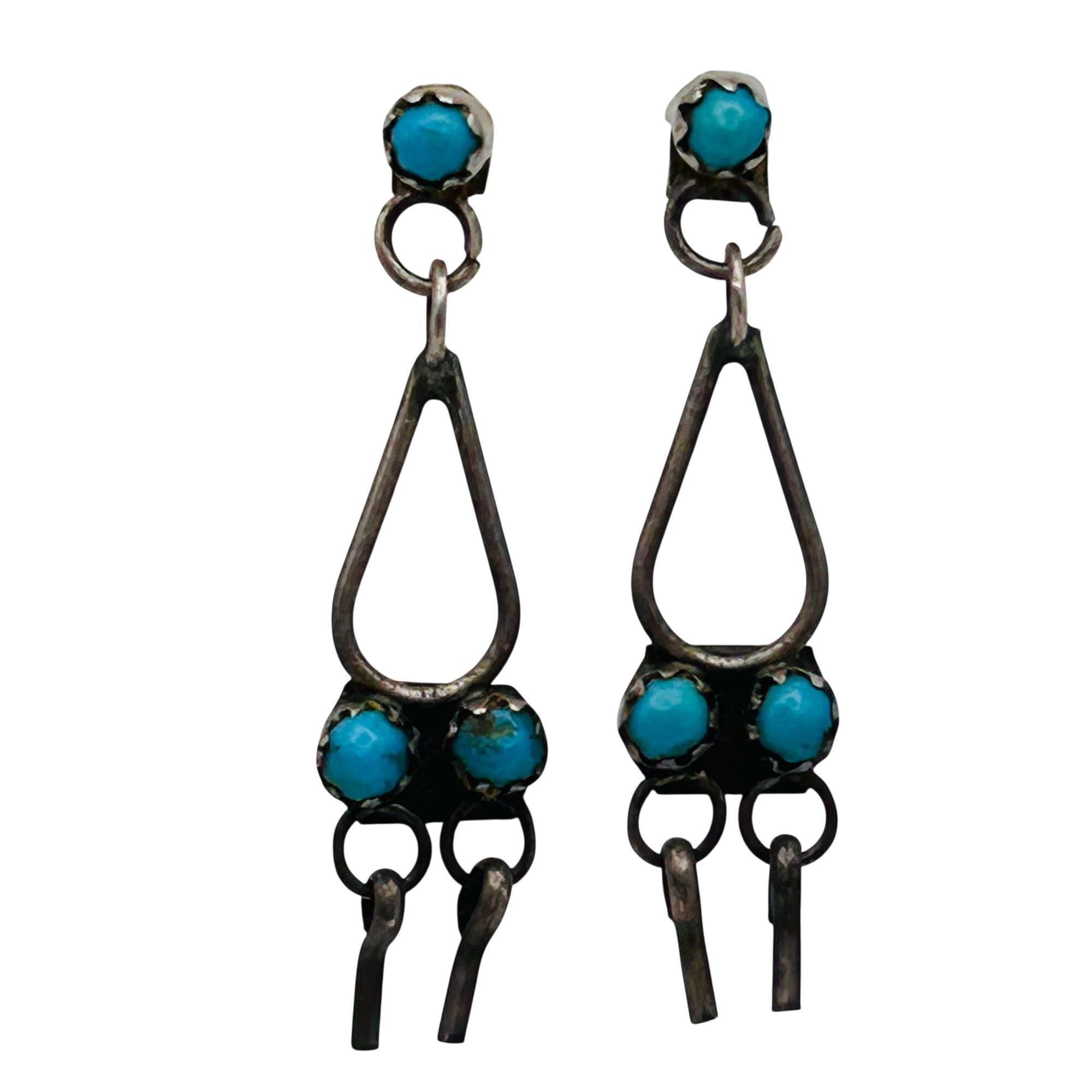Zuni Sterling Snake Eye Turquoise Earrings