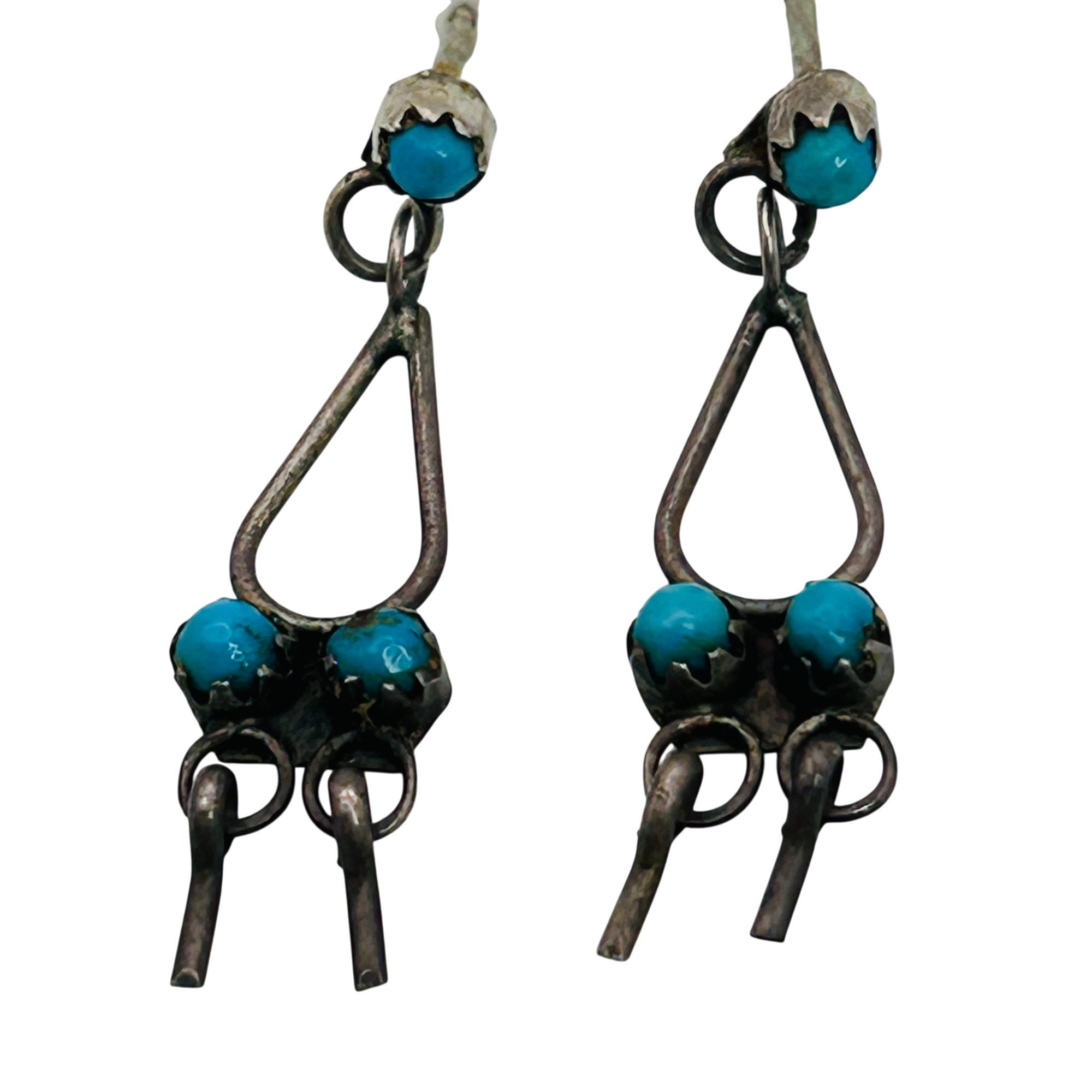 Zuni Sterling Snake Eye Turquoise Earrings