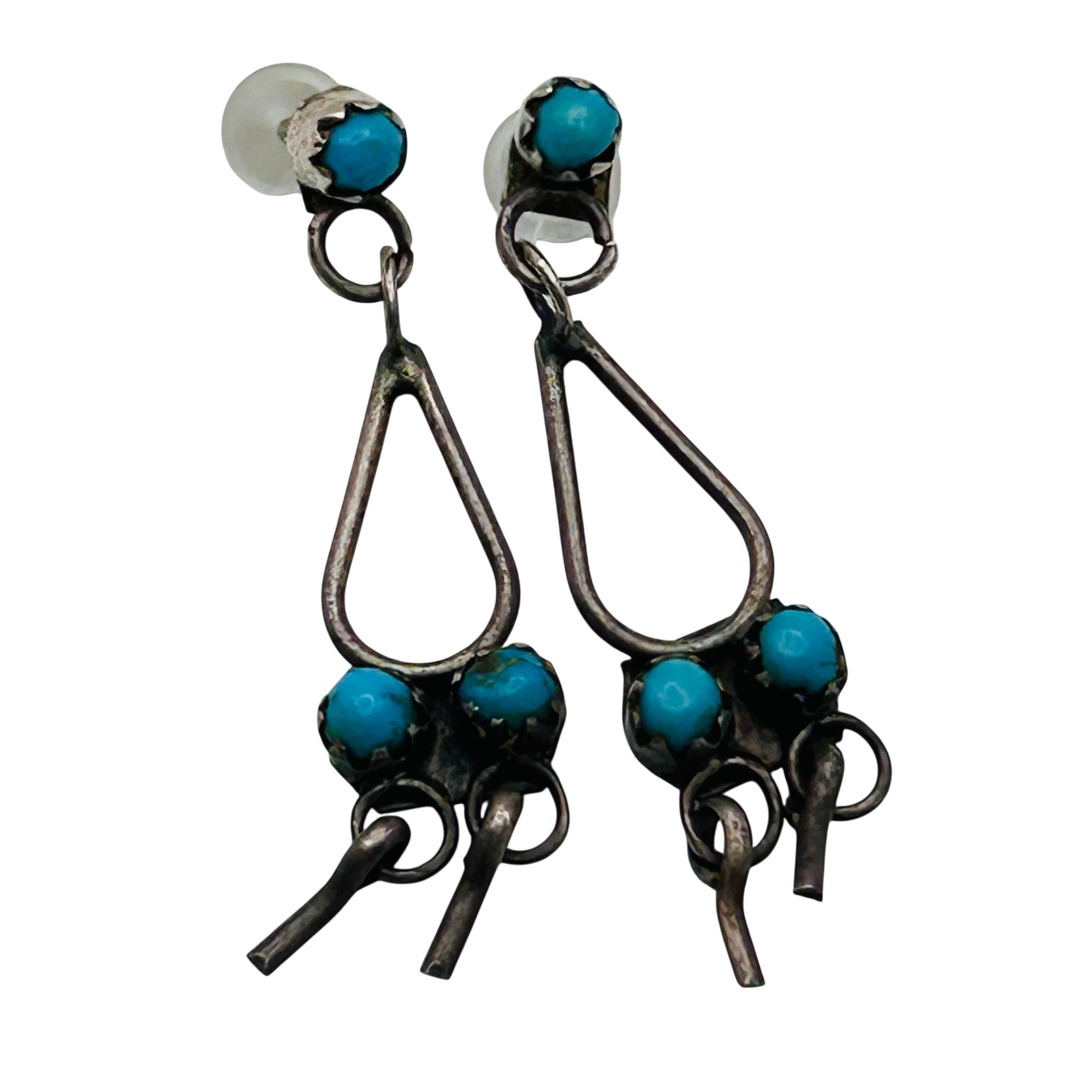 Zuni Sterling Snake Eye Turquoise Earrings