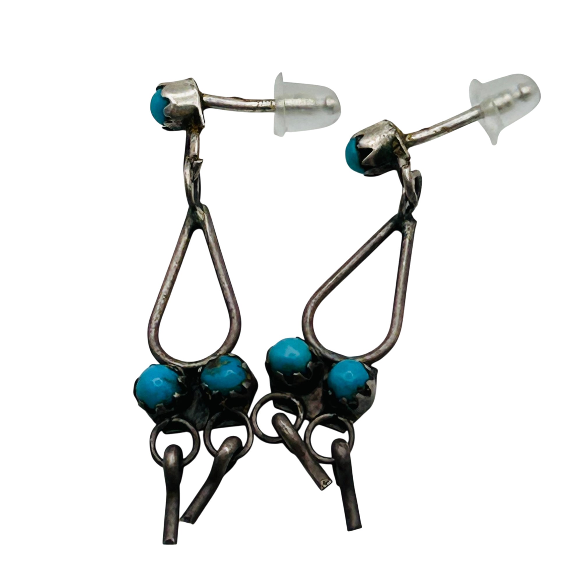 Zuni Sterling Snake Eye Turquoise Earrings