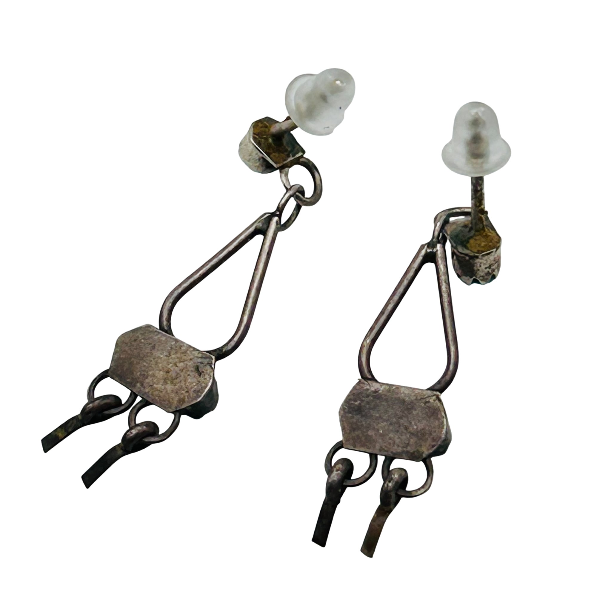 Zuni Sterling Snake Eye Turquoise Earrings