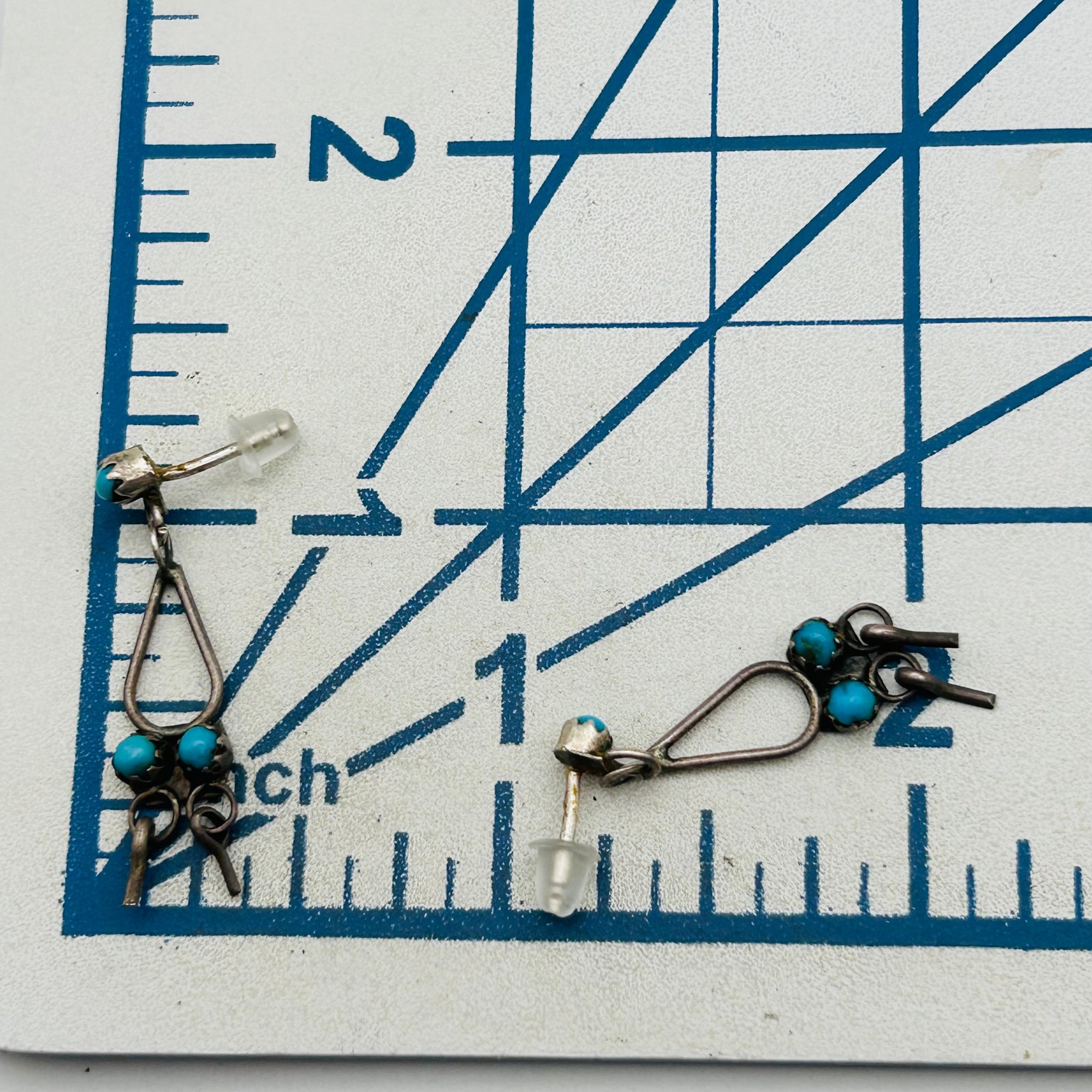 Zuni Sterling Snake Eye Turquoise Earrings