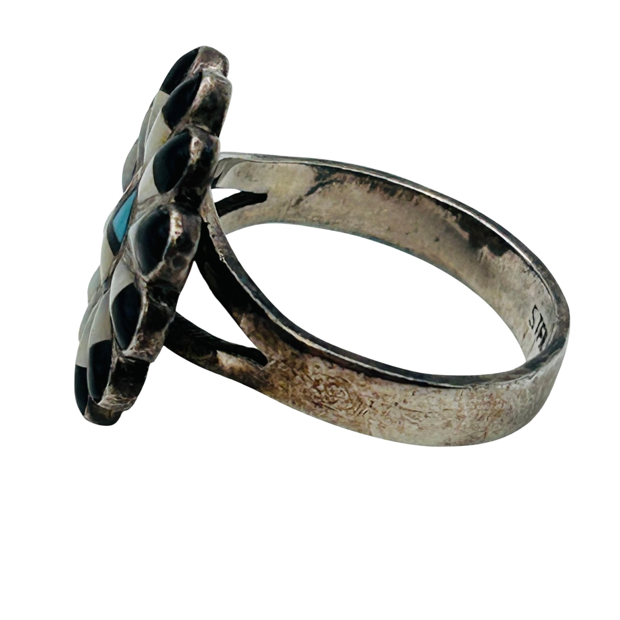 Zuni Sterling Sunface Flower Ring Sz 9