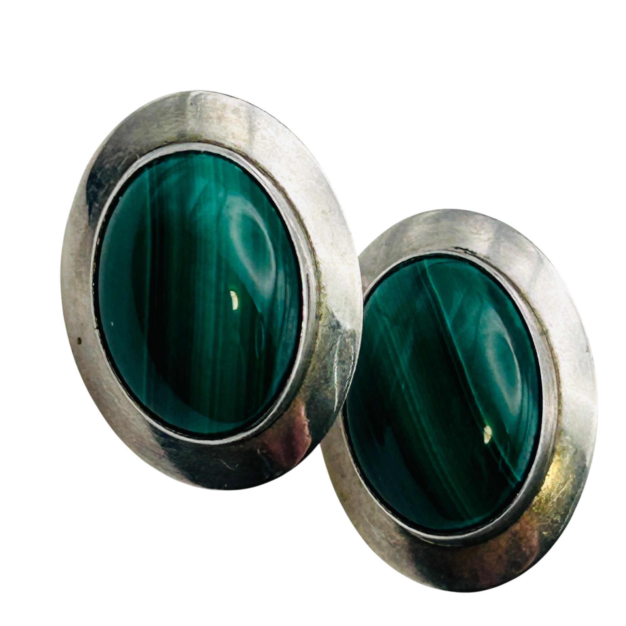 Navajo Sterling Malachite Earrings