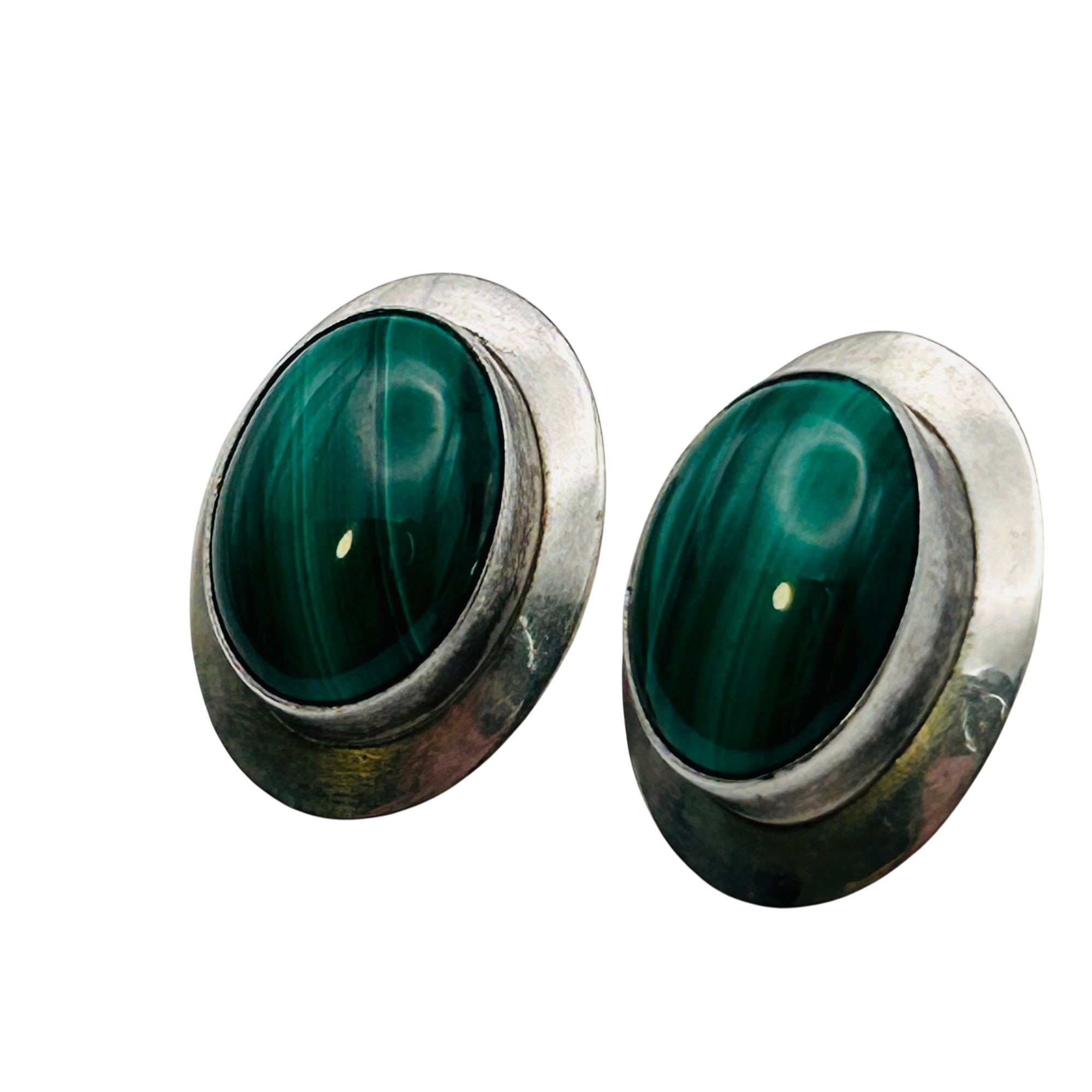 Navajo Sterling Malachite Earrings