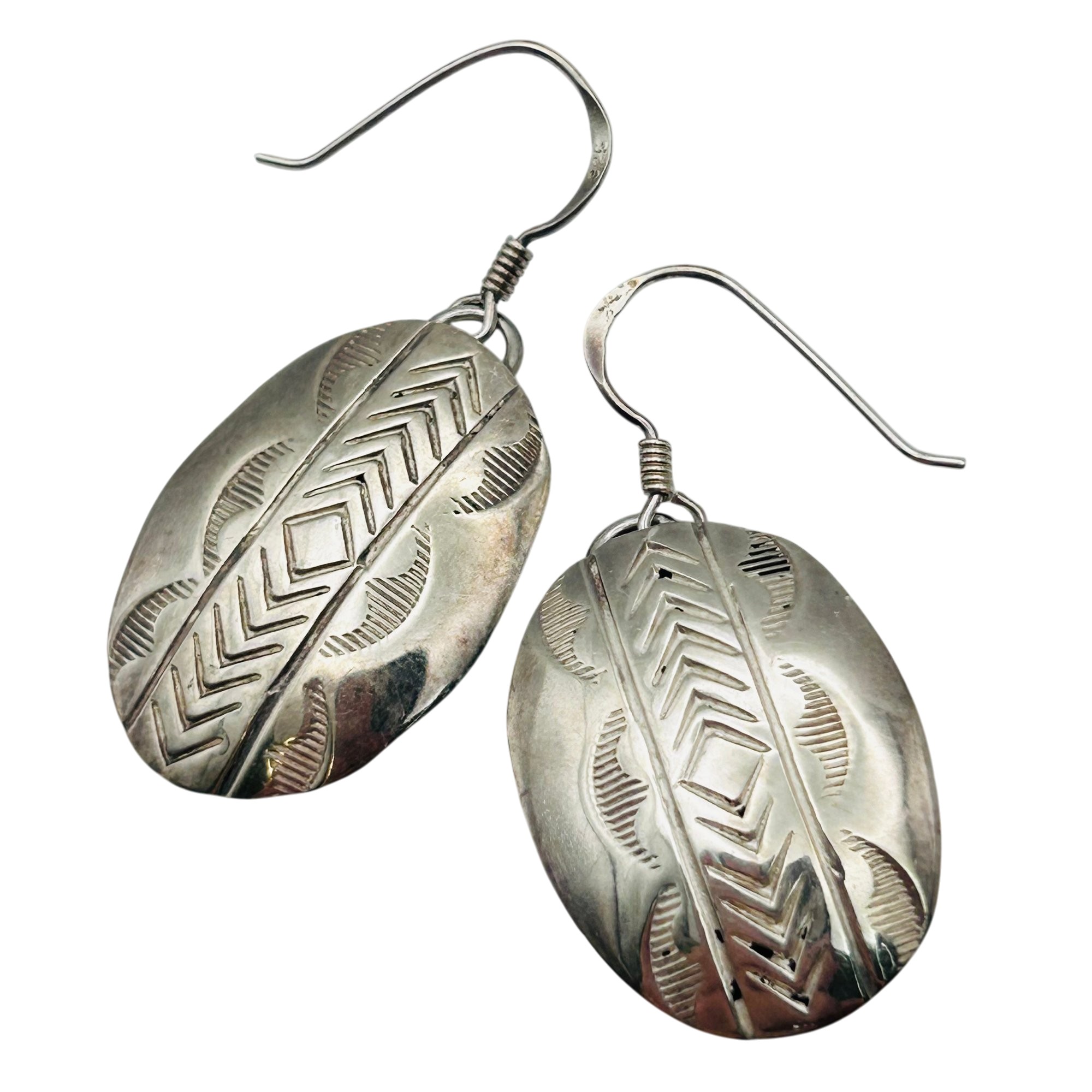 Andrew Johnson Navajo Sterling Stamped Earrings
