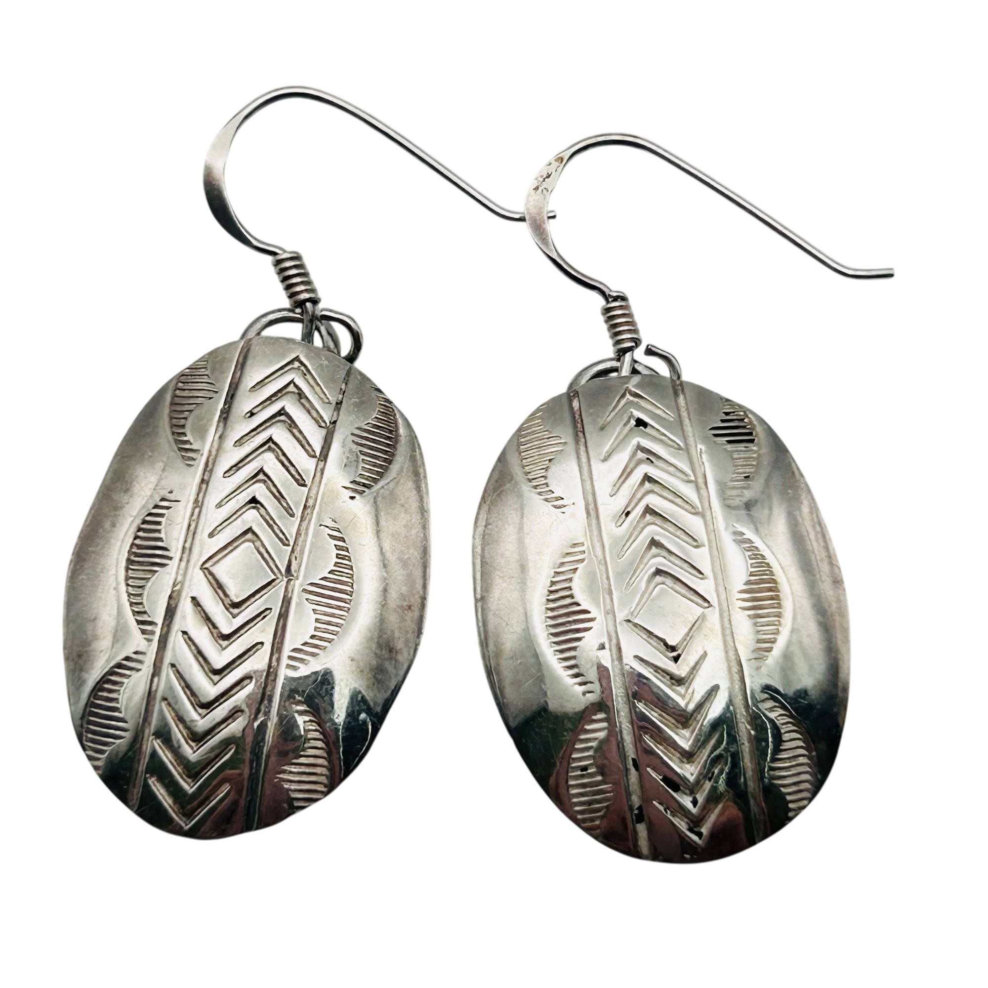 Andrew Johnson Navajo Sterling Stamped Earrings