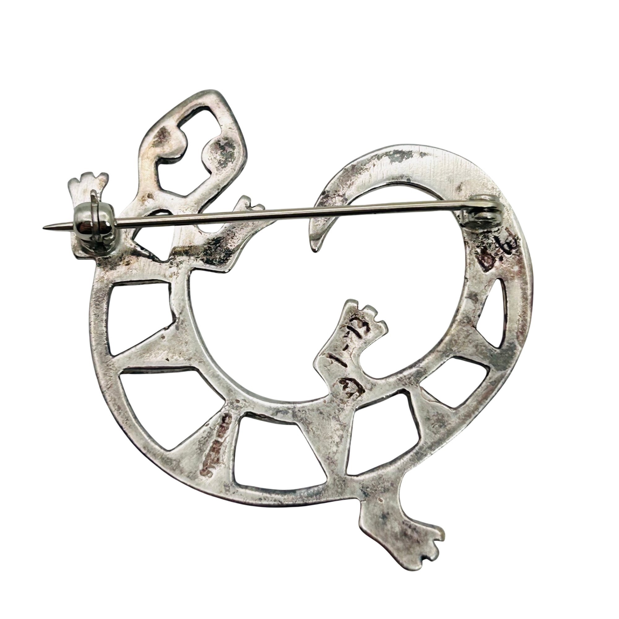 Signed Navajo Sterling Gecko Brooch