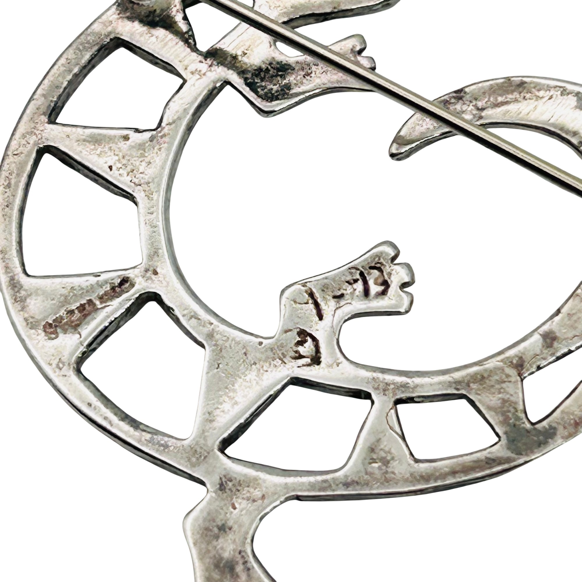 Signed Navajo Sterling Gecko Brooch