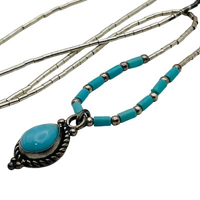 Southwest Sterling Turquoise Pendant Necklace. southwest sterling turquoise pendant necklace 3.5g