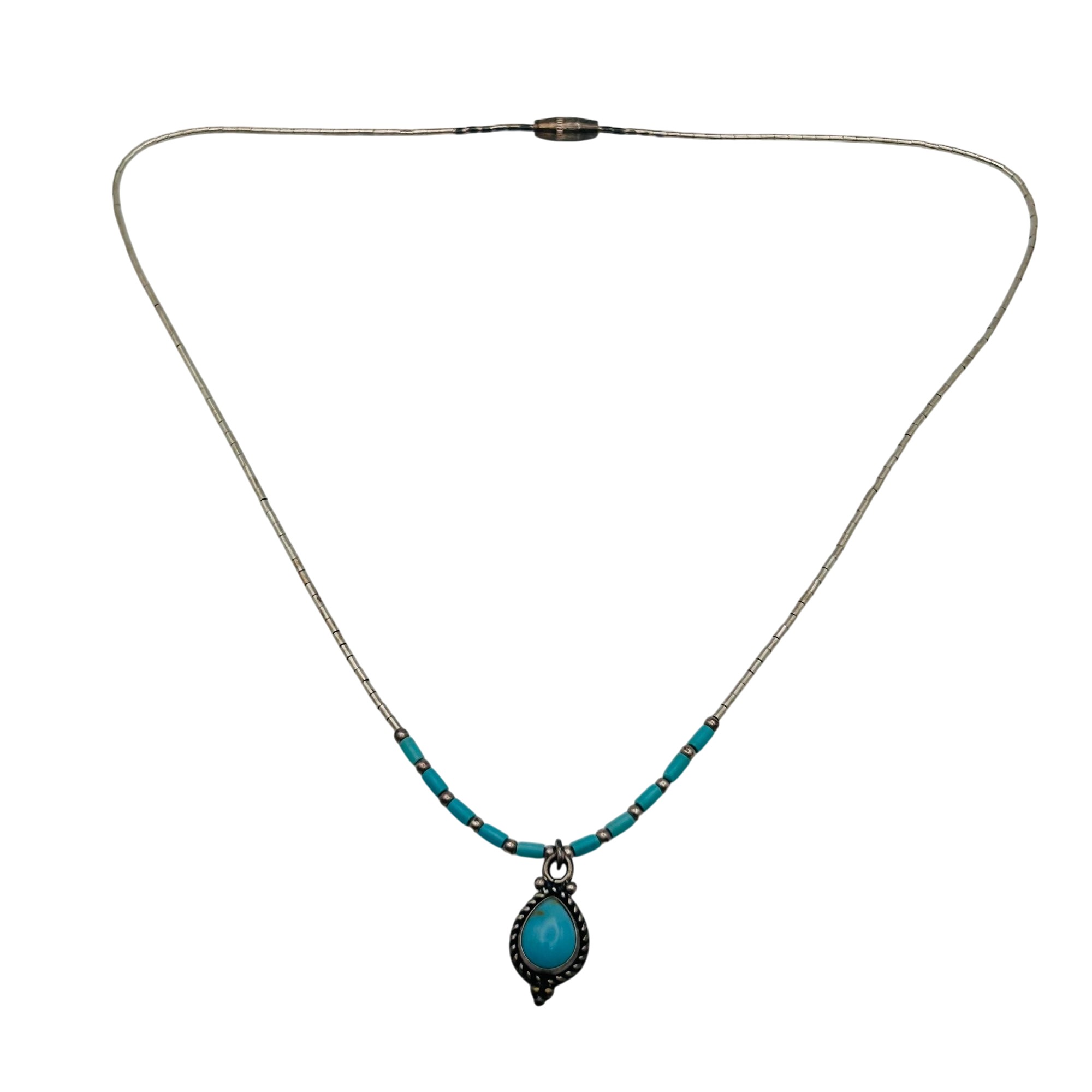Southwest Sterling Turquoise Pendant Necklace