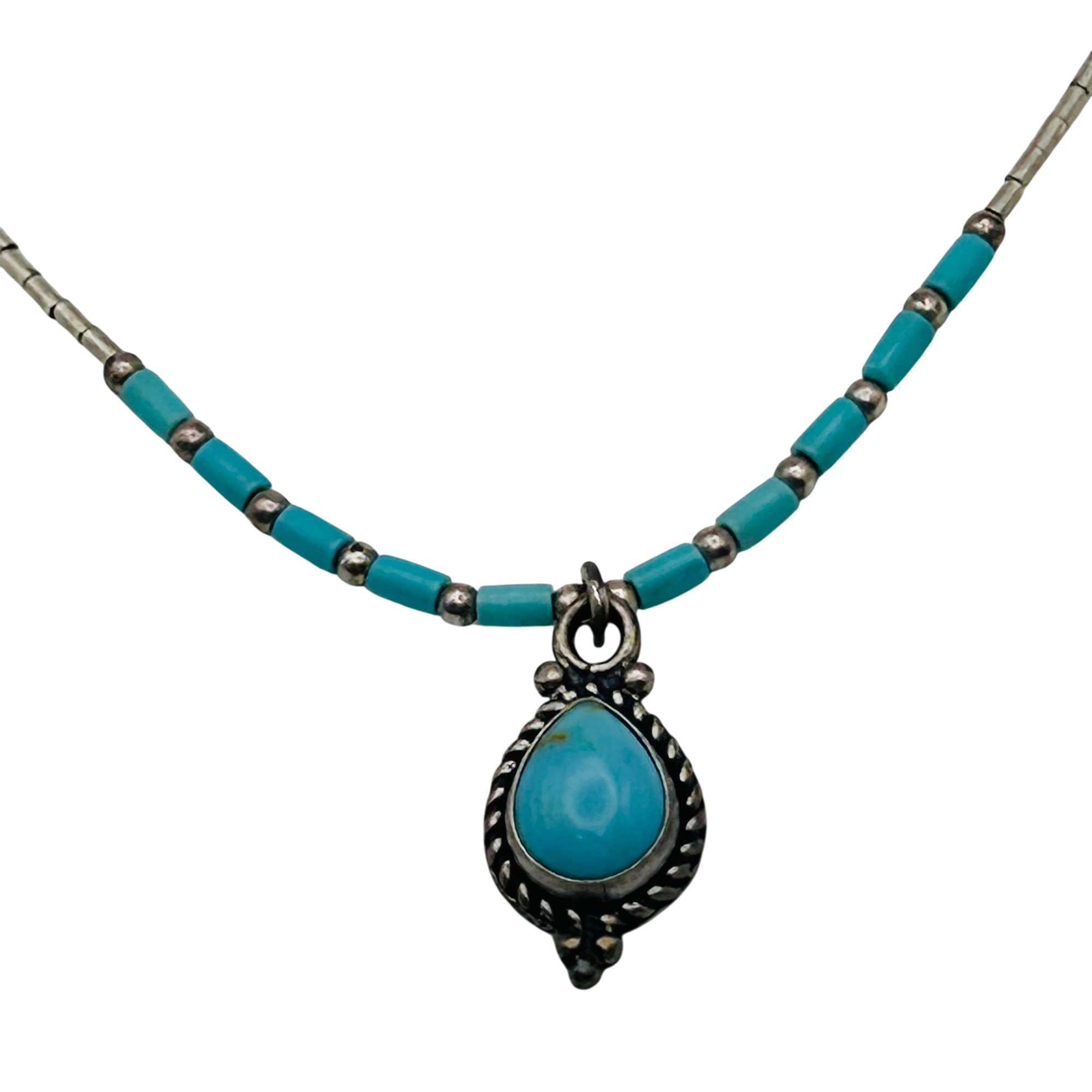 Southwest Sterling Turquoise Pendant Necklace