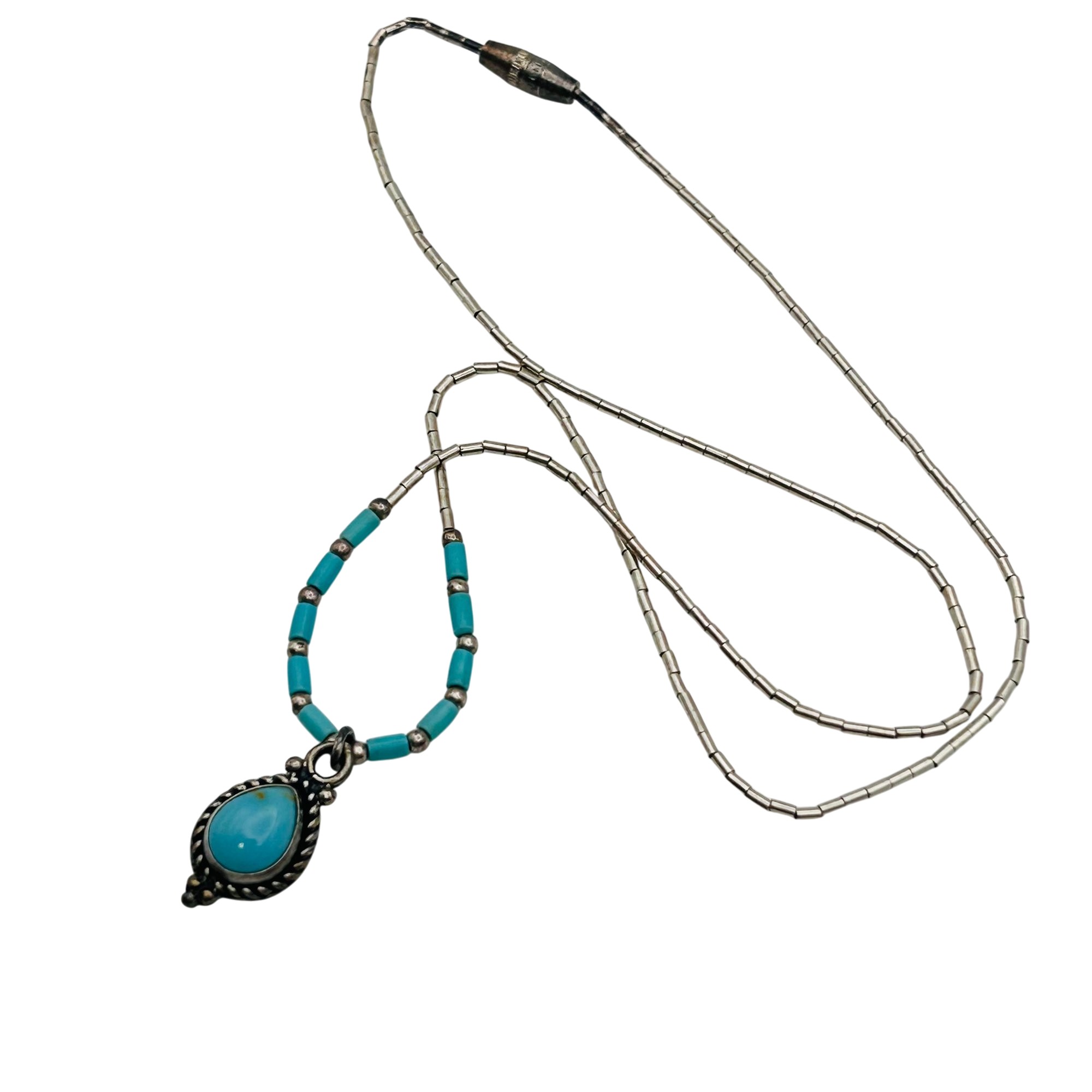 Southwest Sterling Turquoise Pendant Necklace