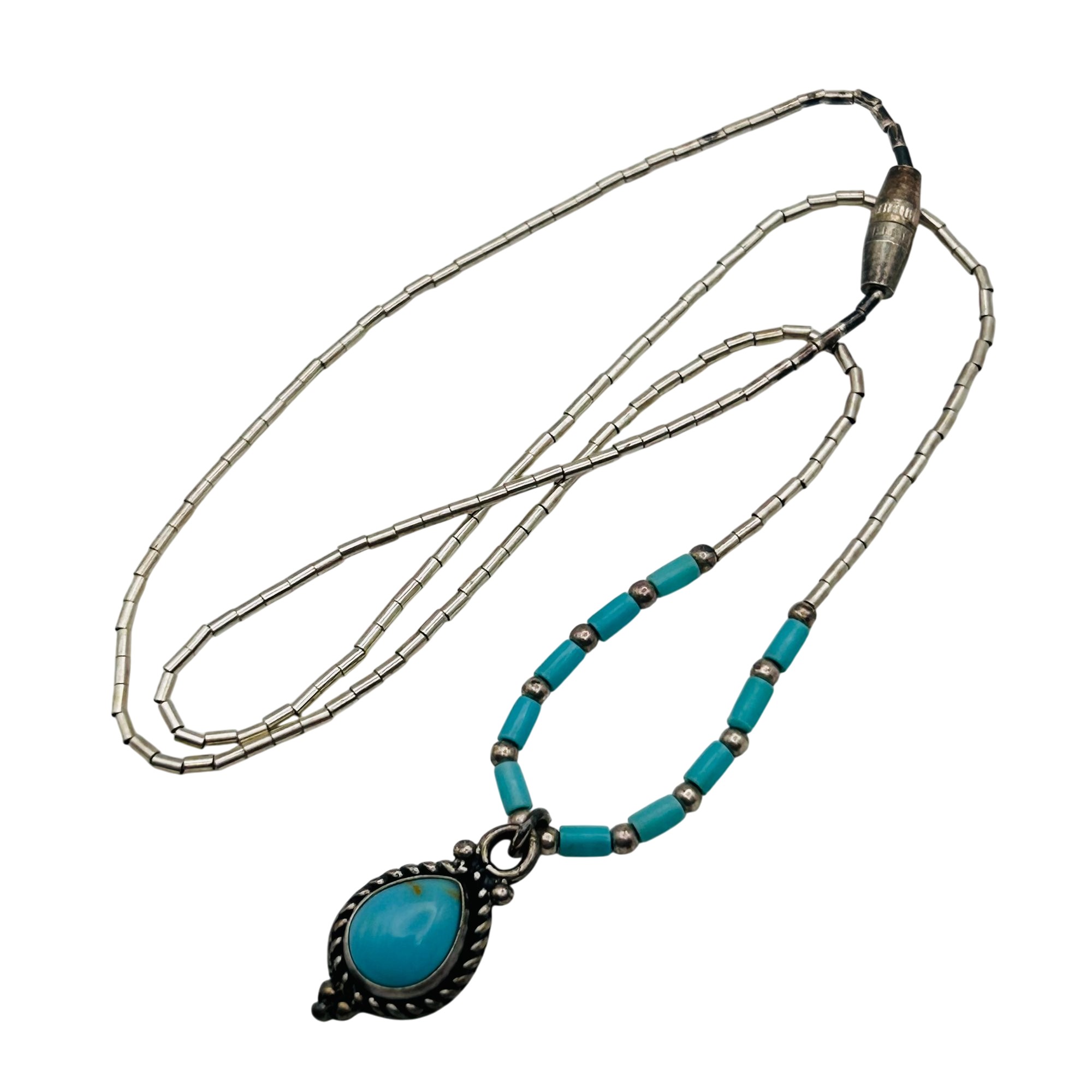 Southwest Sterling Turquoise Pendant Necklace